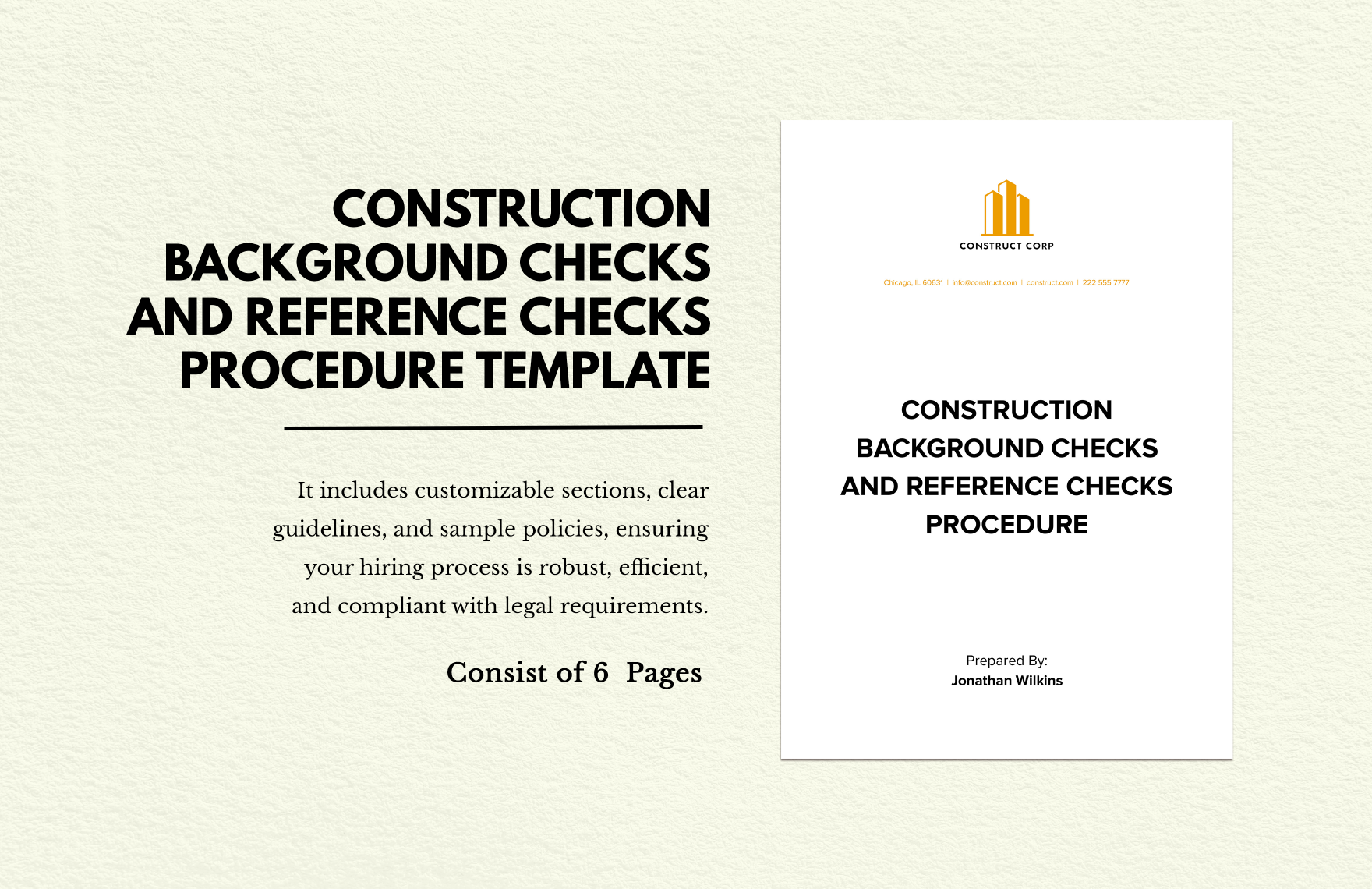 Construction Background Checks and Reference Checks Procedure  in Word, Google Docs