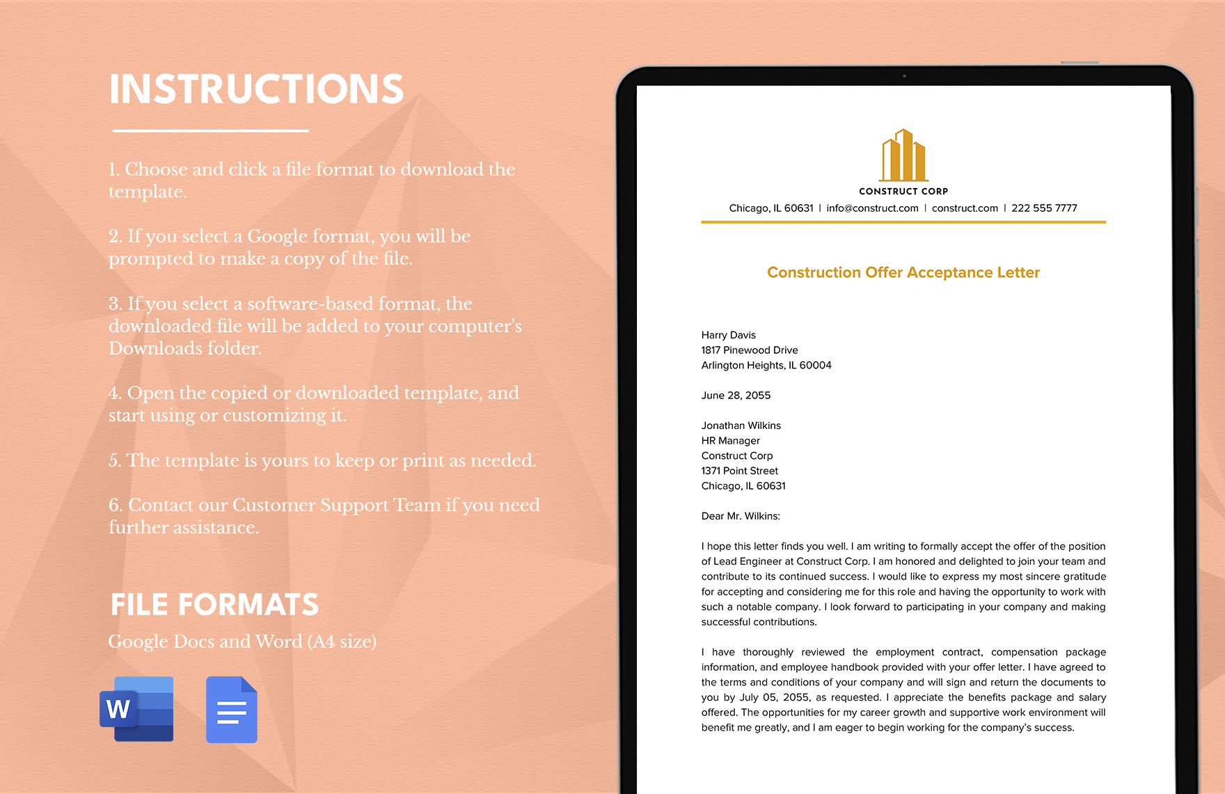 Construction Offer Acceptance Letter