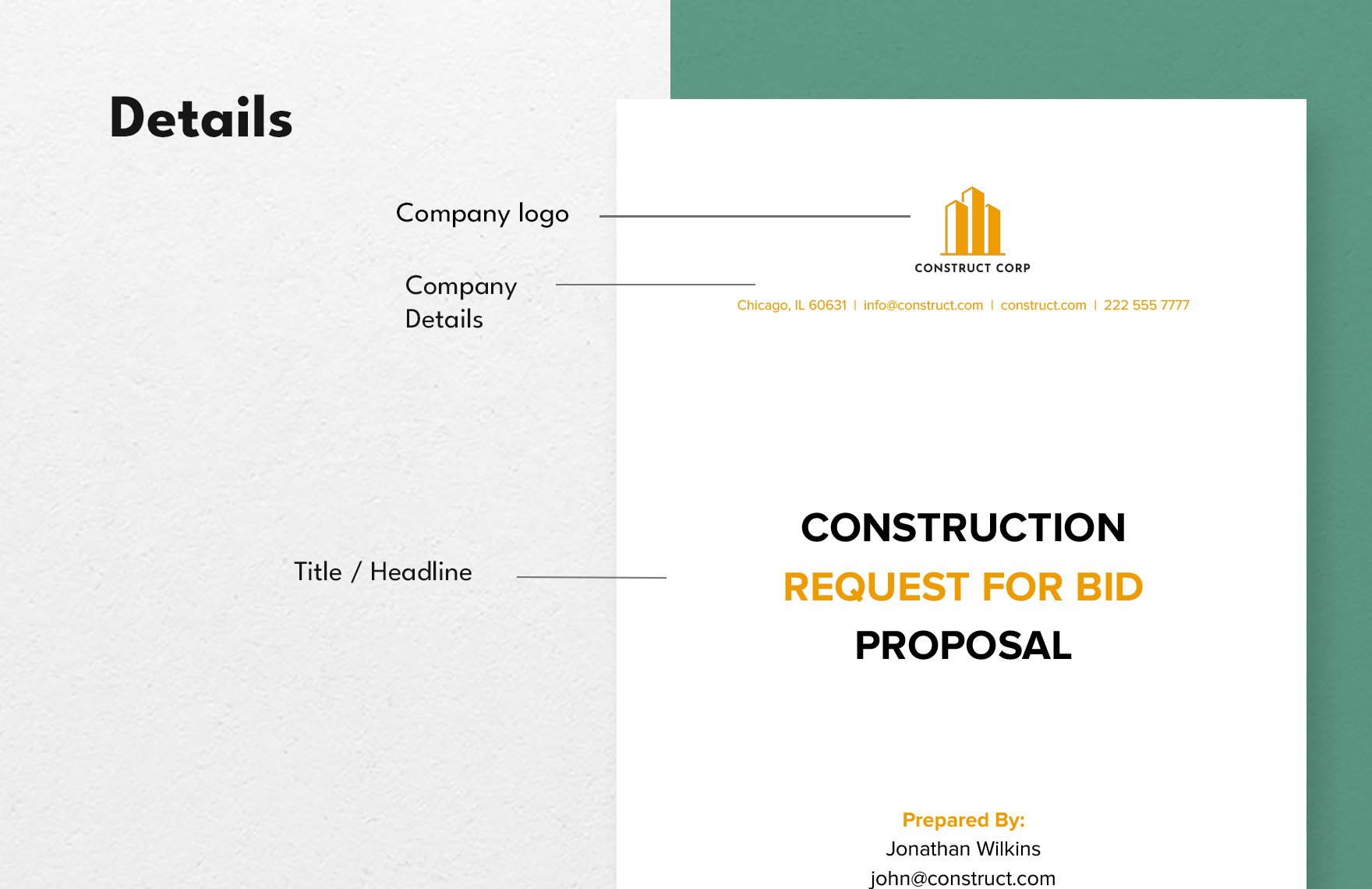 Construction Request for Bid Proposal Template