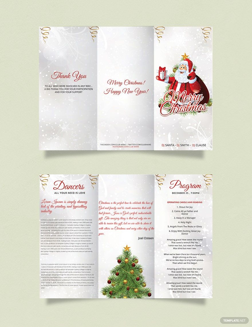 Simple Christmas Tri-Fold Brochure Template