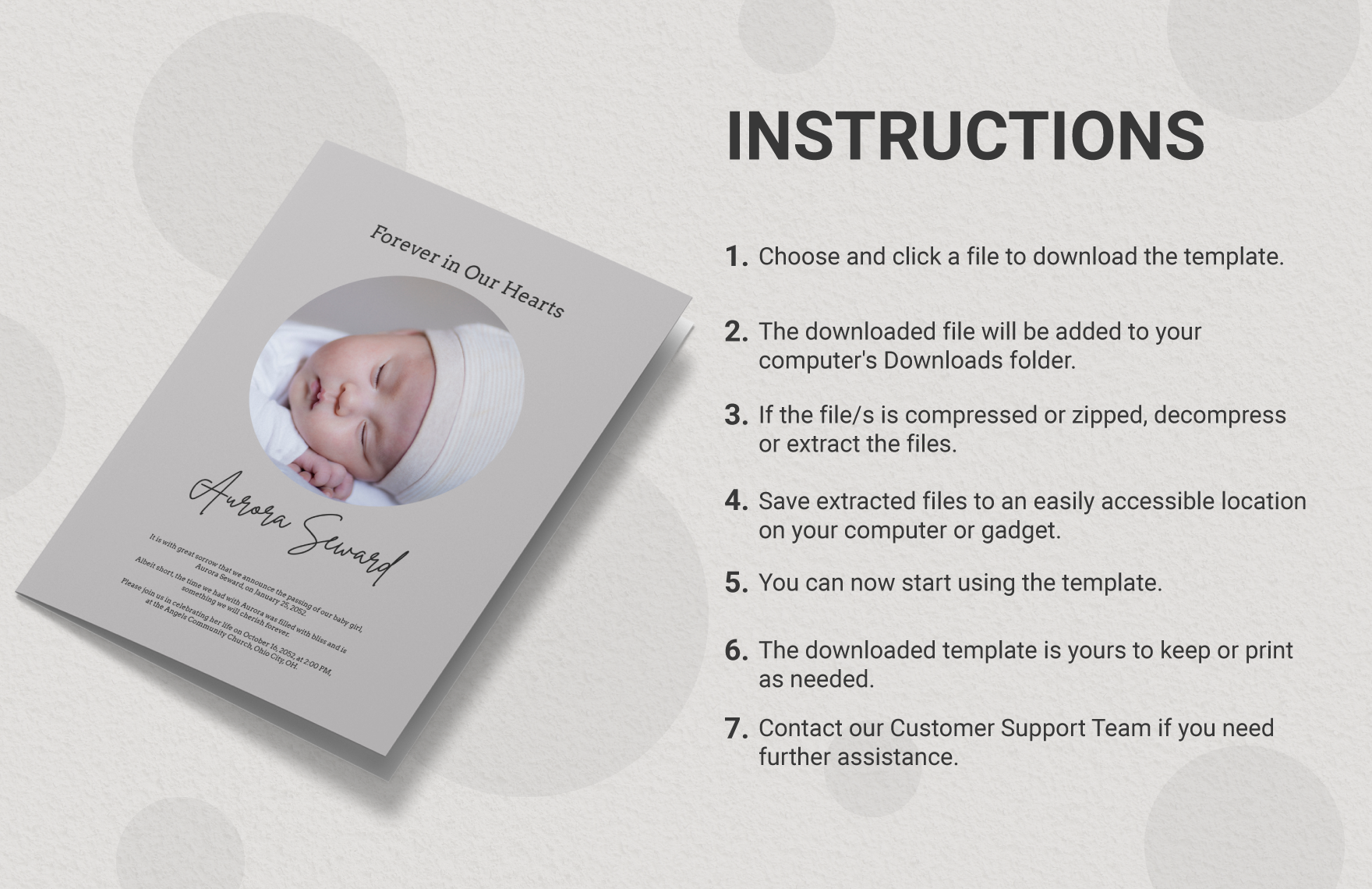 Baby Obituary Template
