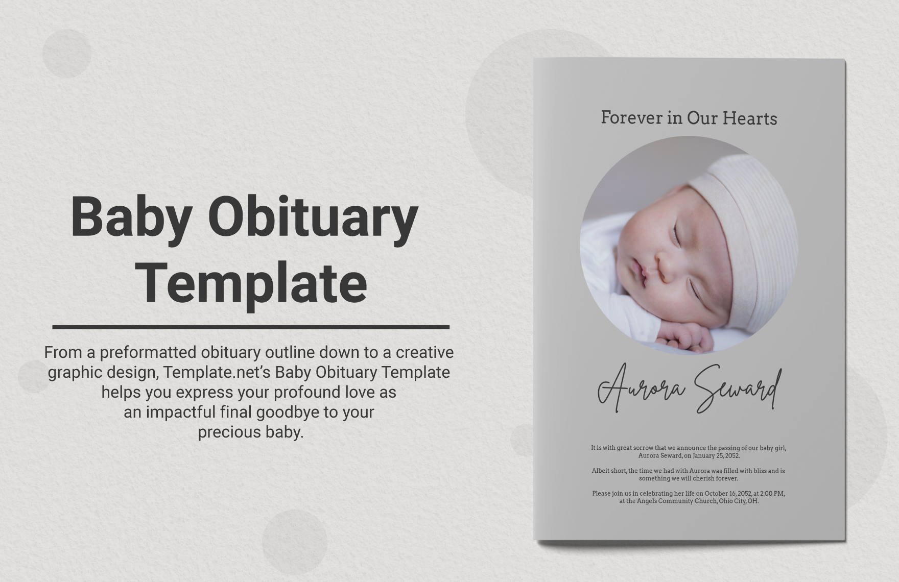 Baby Obituary Template in Word, Illustrator, PSD