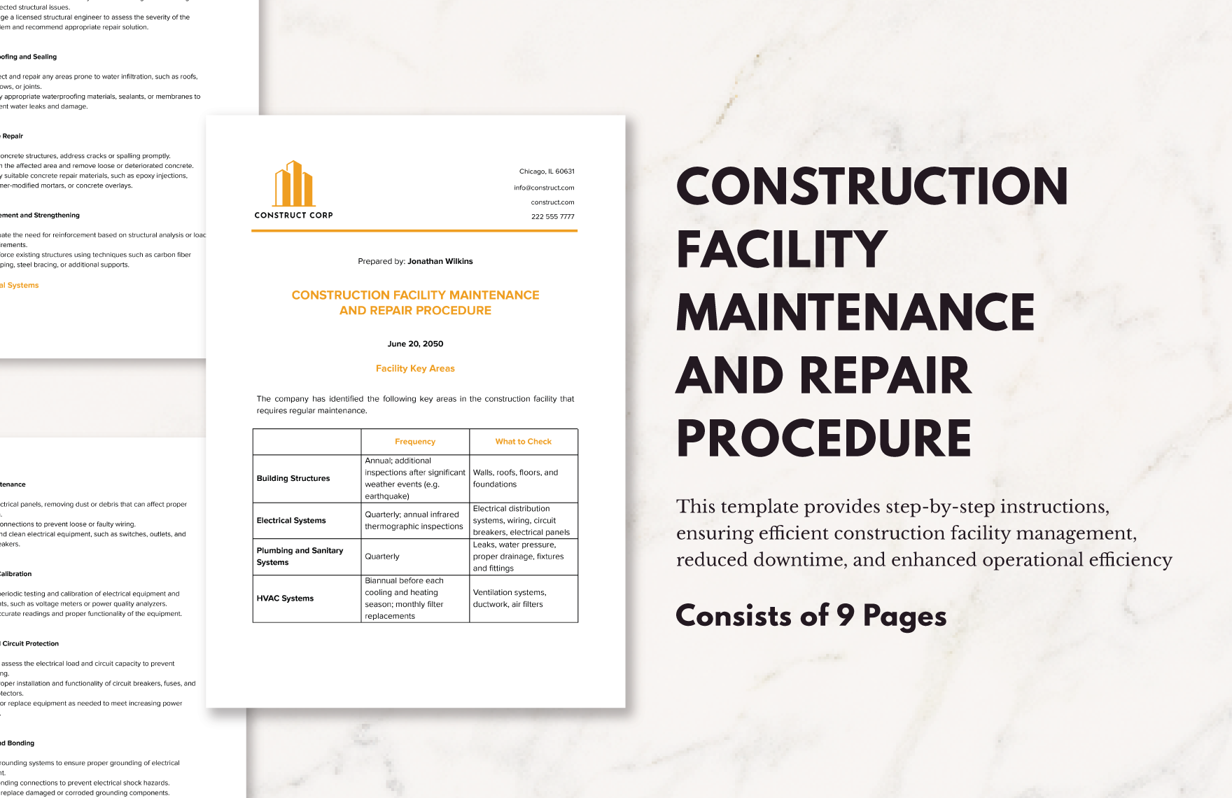 Construction Facility Maintenance And Repair Procedure In Word Google 