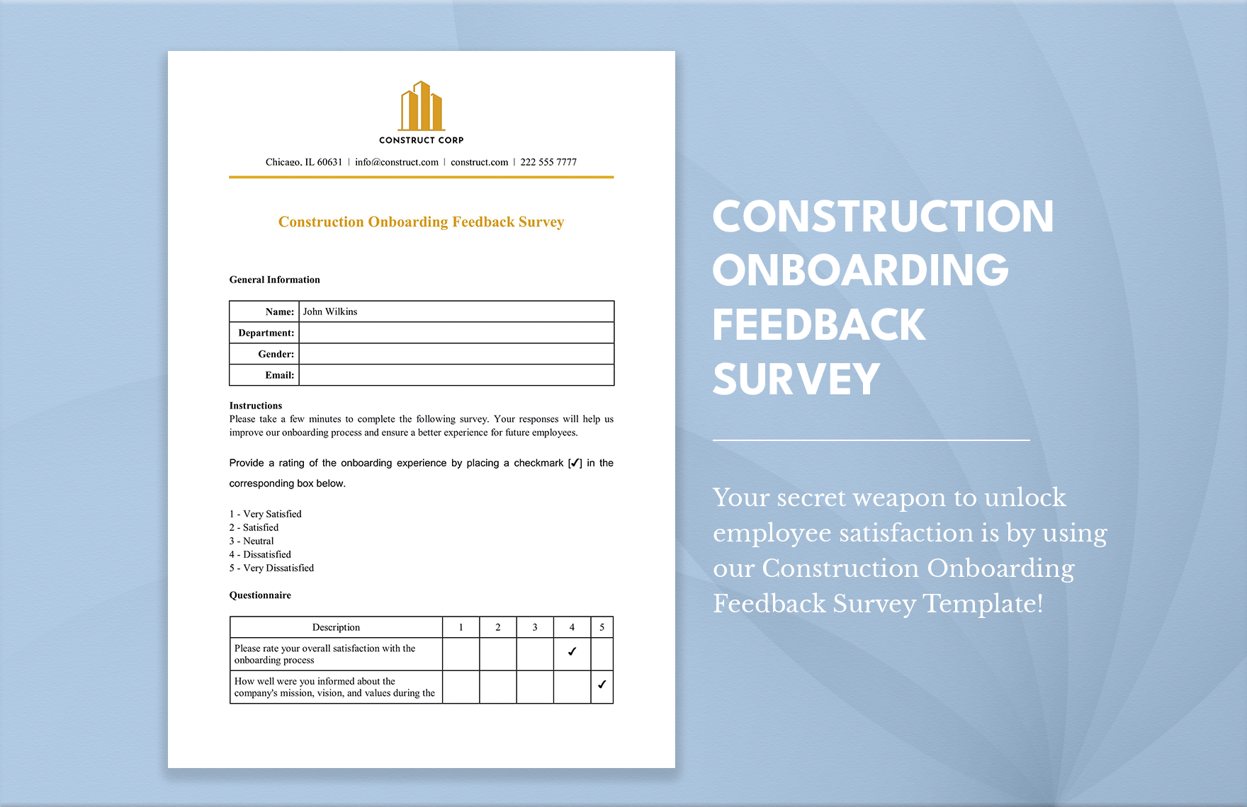 Construction Onboarding Feedback Survey