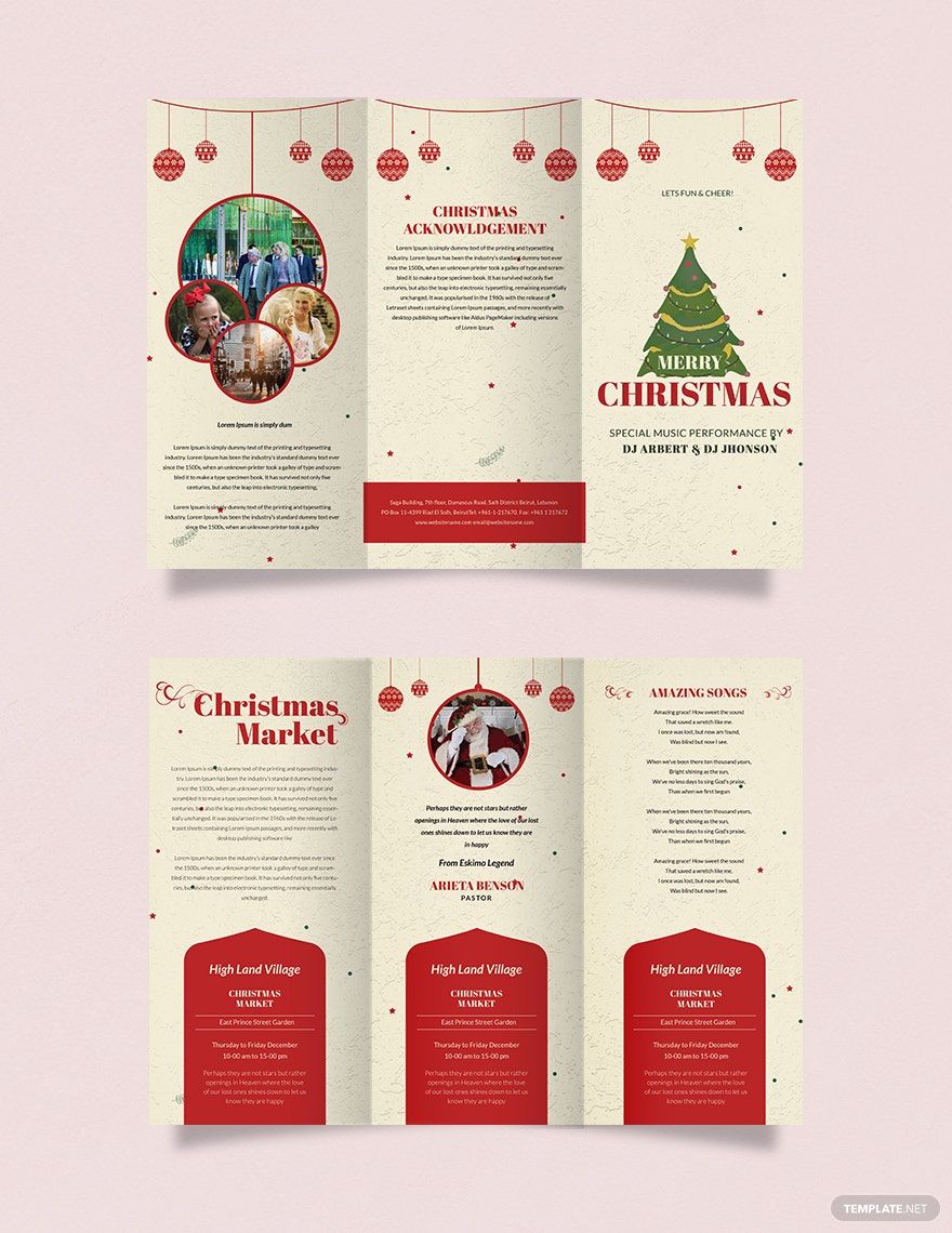 Free Retro Christmas Tri-Fold Brochure Template