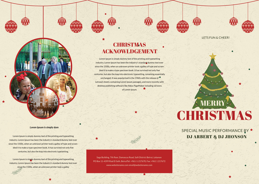 Retro Christmas TriFold Brochure Template