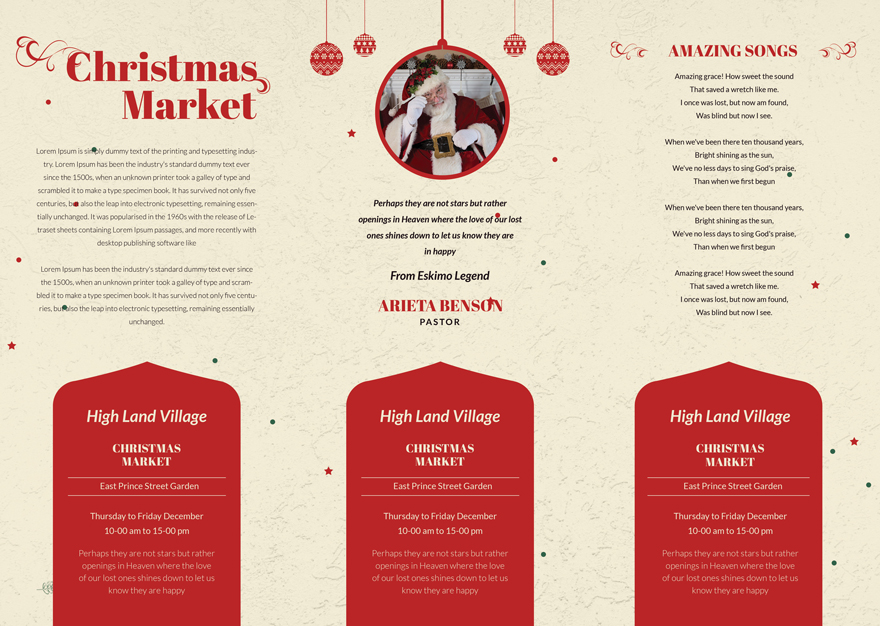 Retro Christmas Tri-Fold Brochure Template