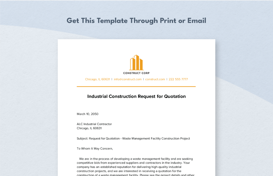 Industrial Construction Request for Quotation Template 