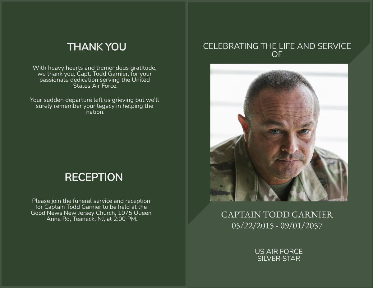 Military Obituary Service Outline Template