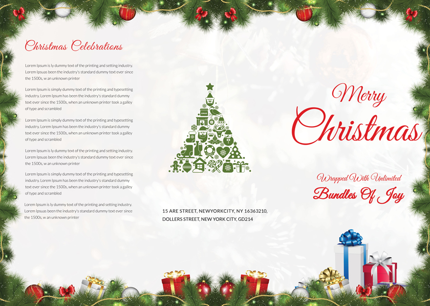 Merry Christmas TriFold Brochure Template Google Docs, Word, Apple