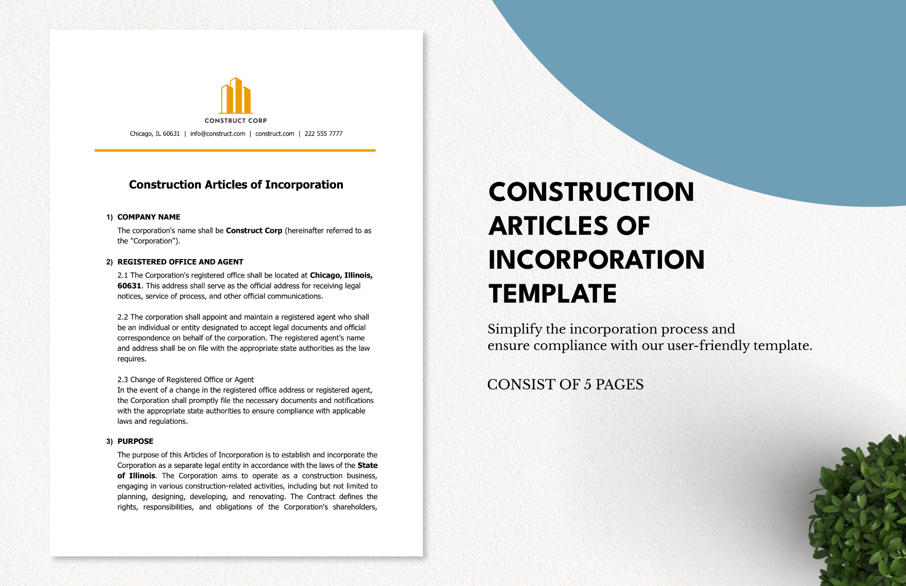 Construction Articles of Incorporation 