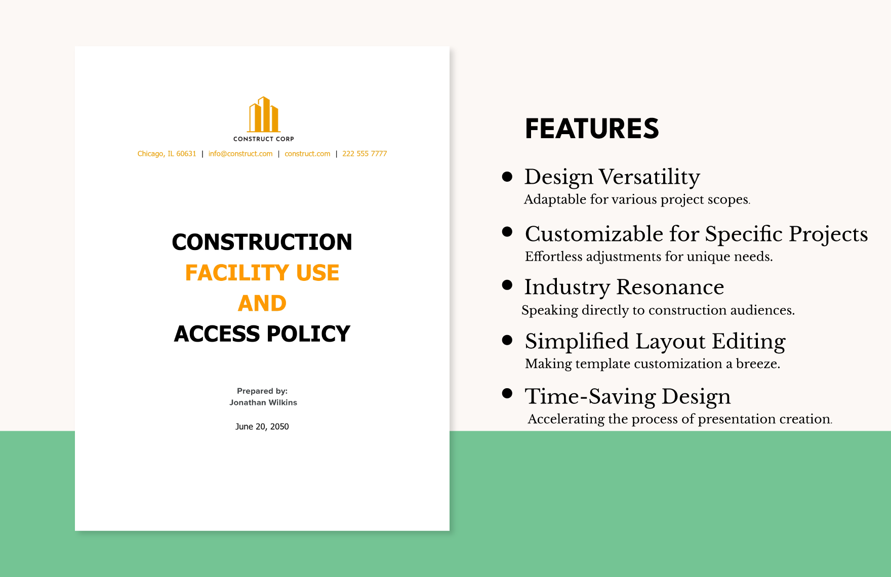 Construction Facility Use and Access Policy Template