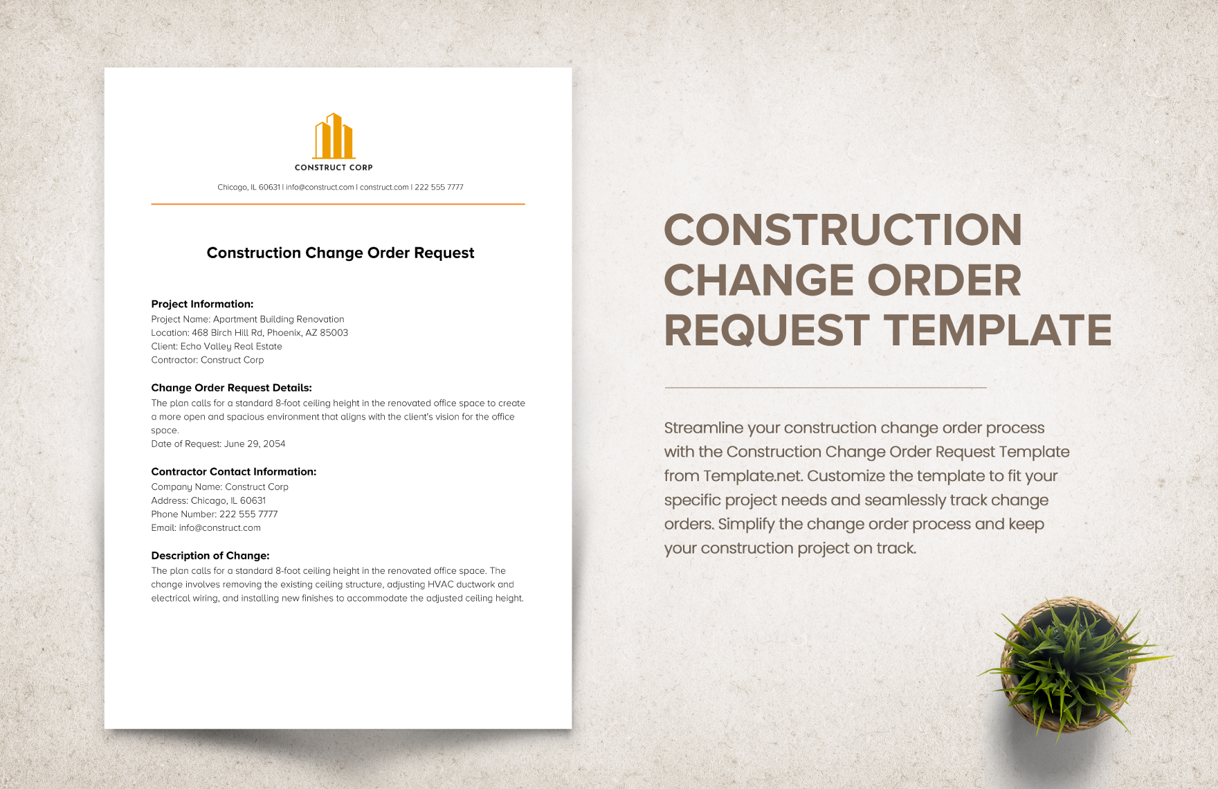 Construction Change Order Request Template