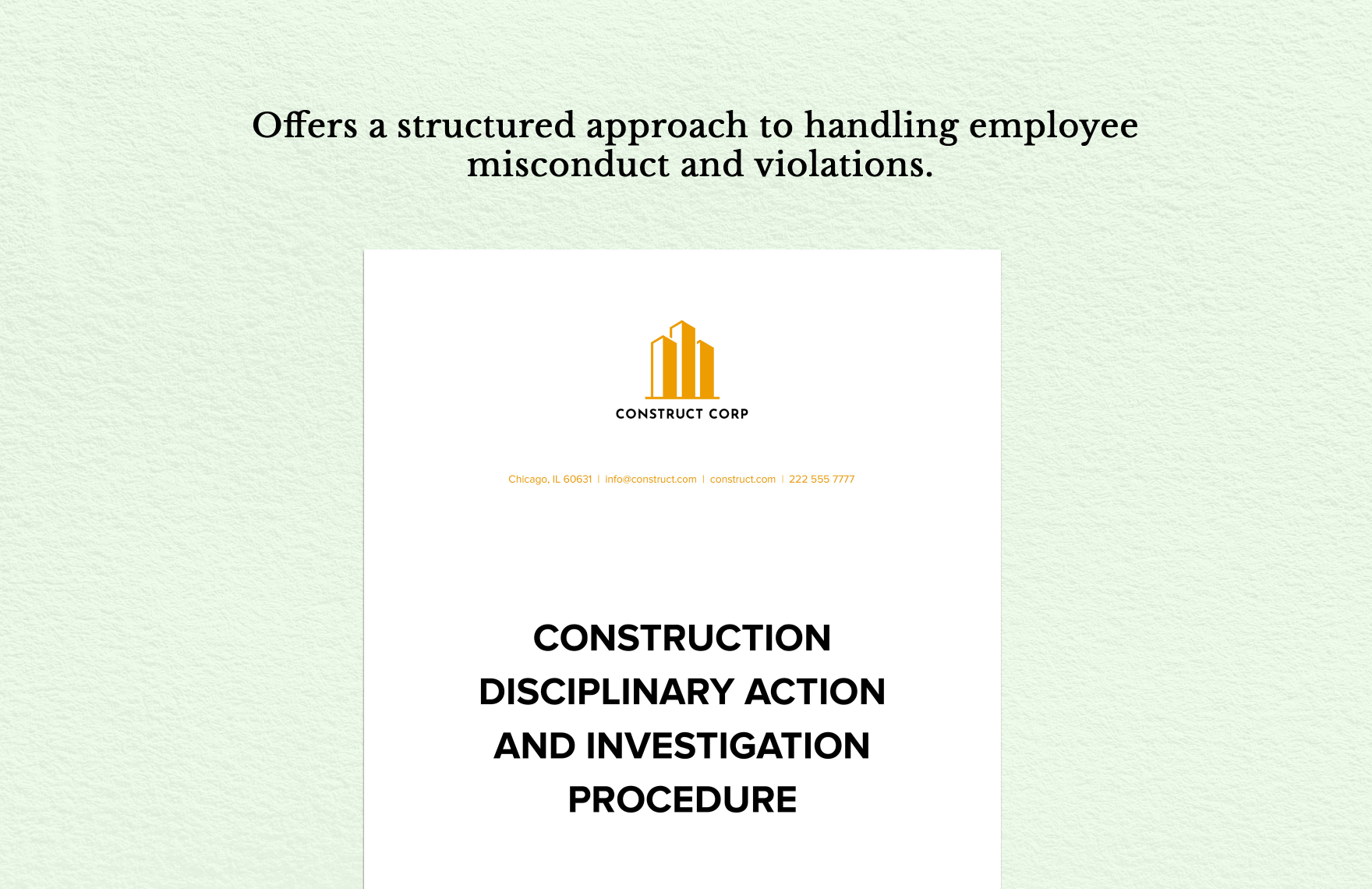 Construction Disciplinary Action and Investigation Procedure 