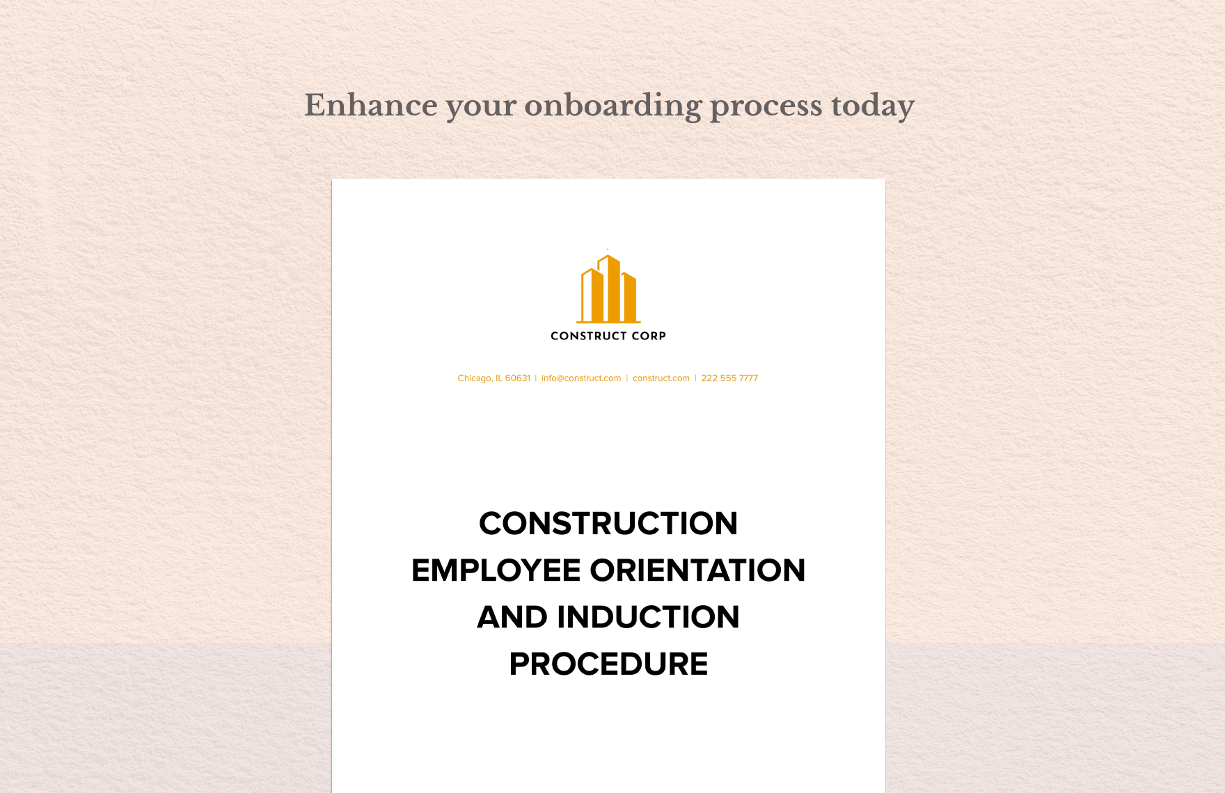 Construction Employee Orientation and Induction Procedure 