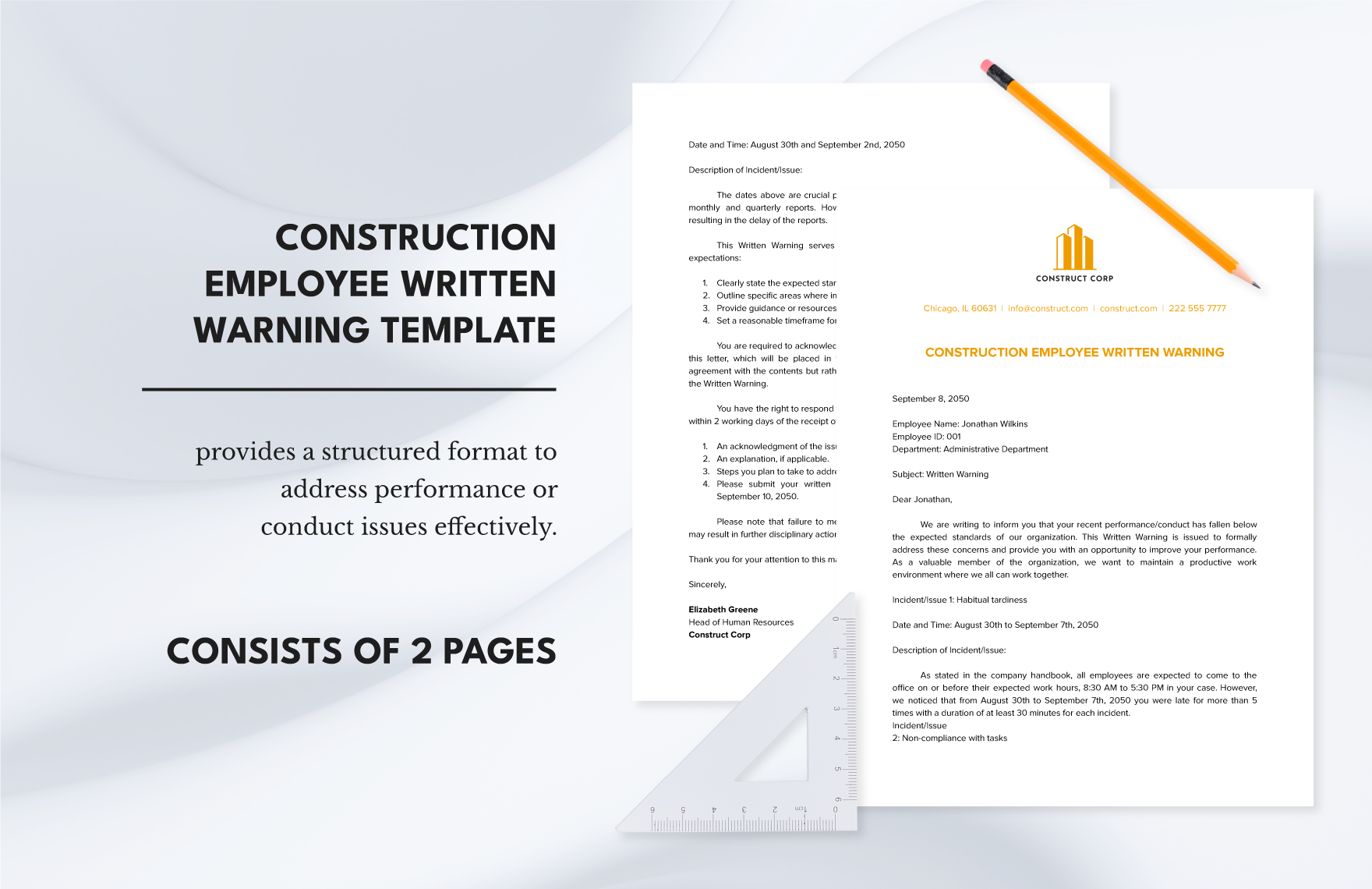 Construction Employee Written Warning Template