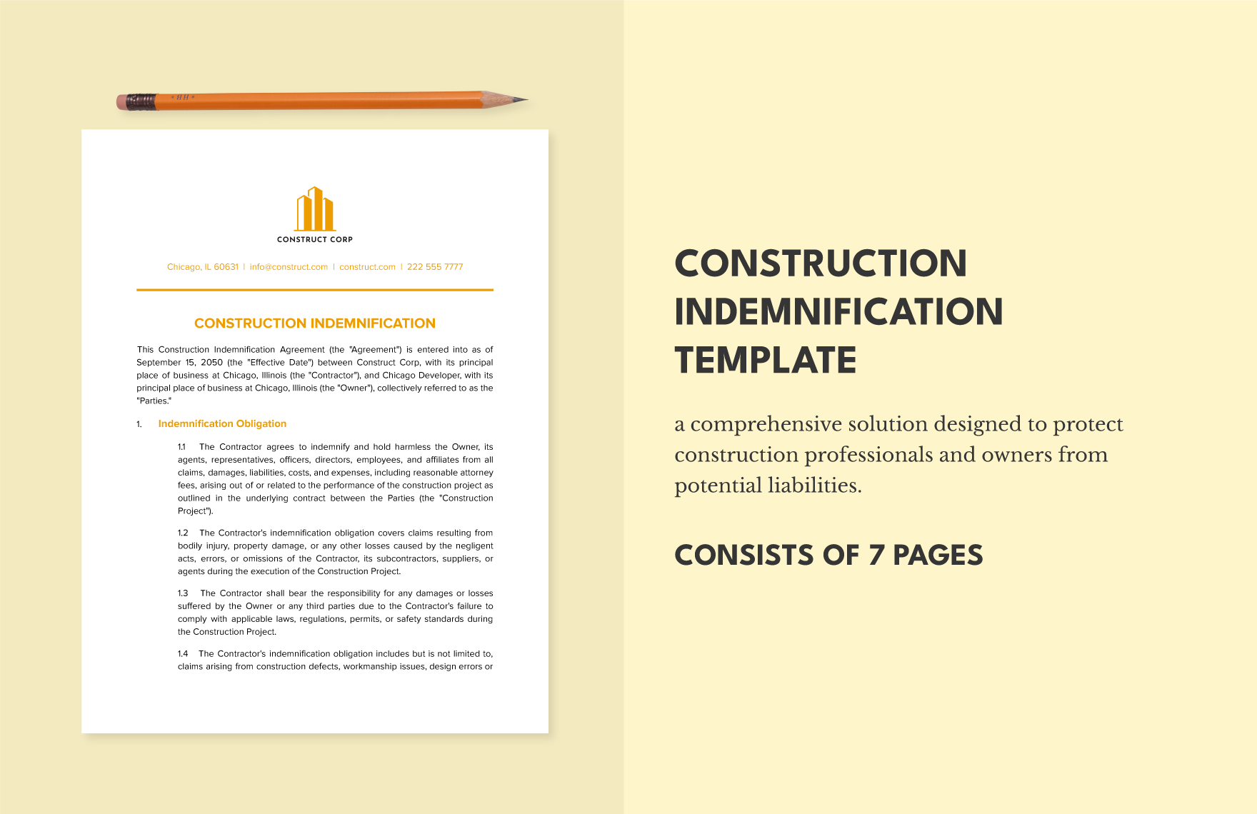 Construction Indemnification Template