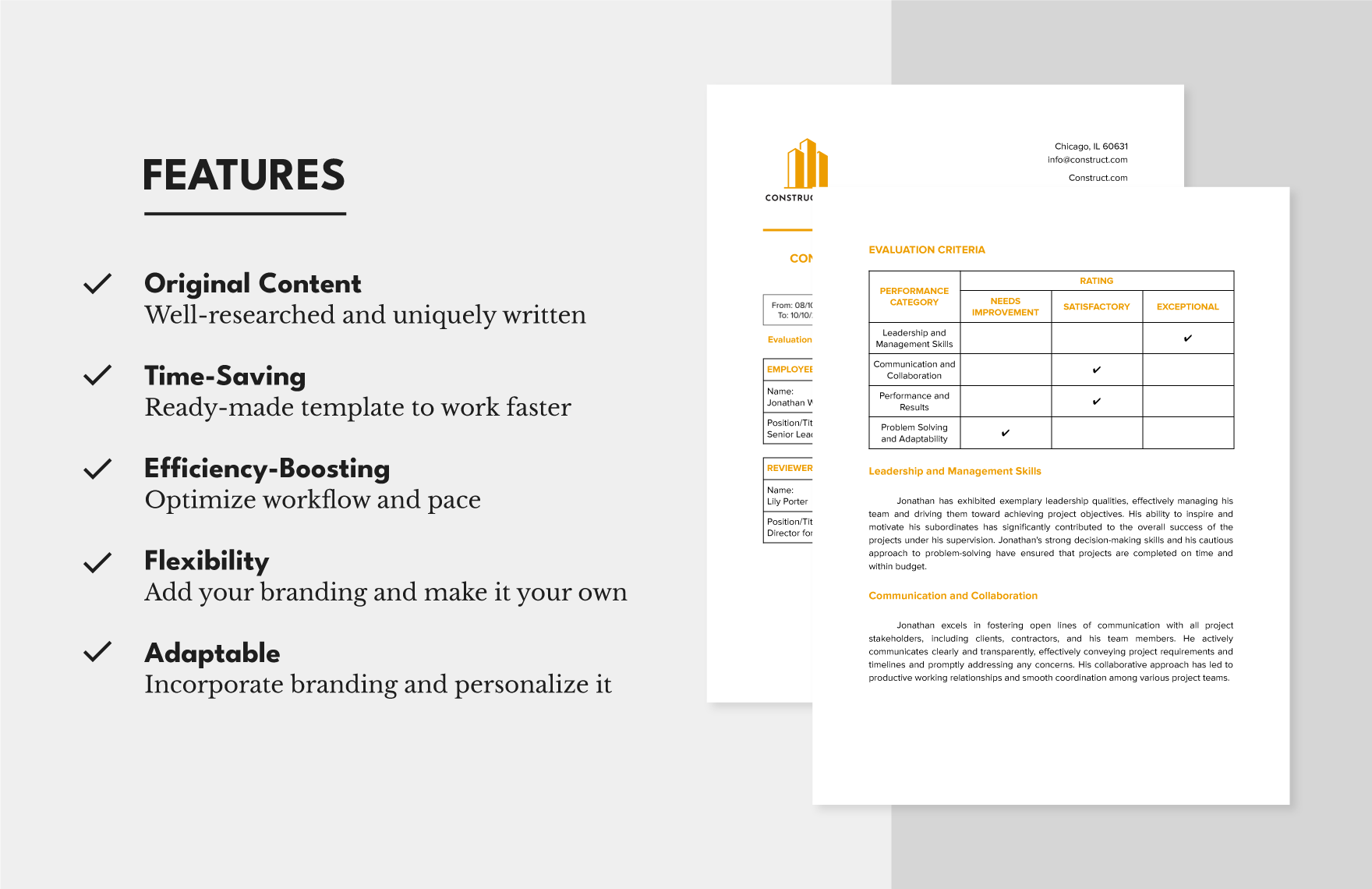 Construction Executive Performance Review Template