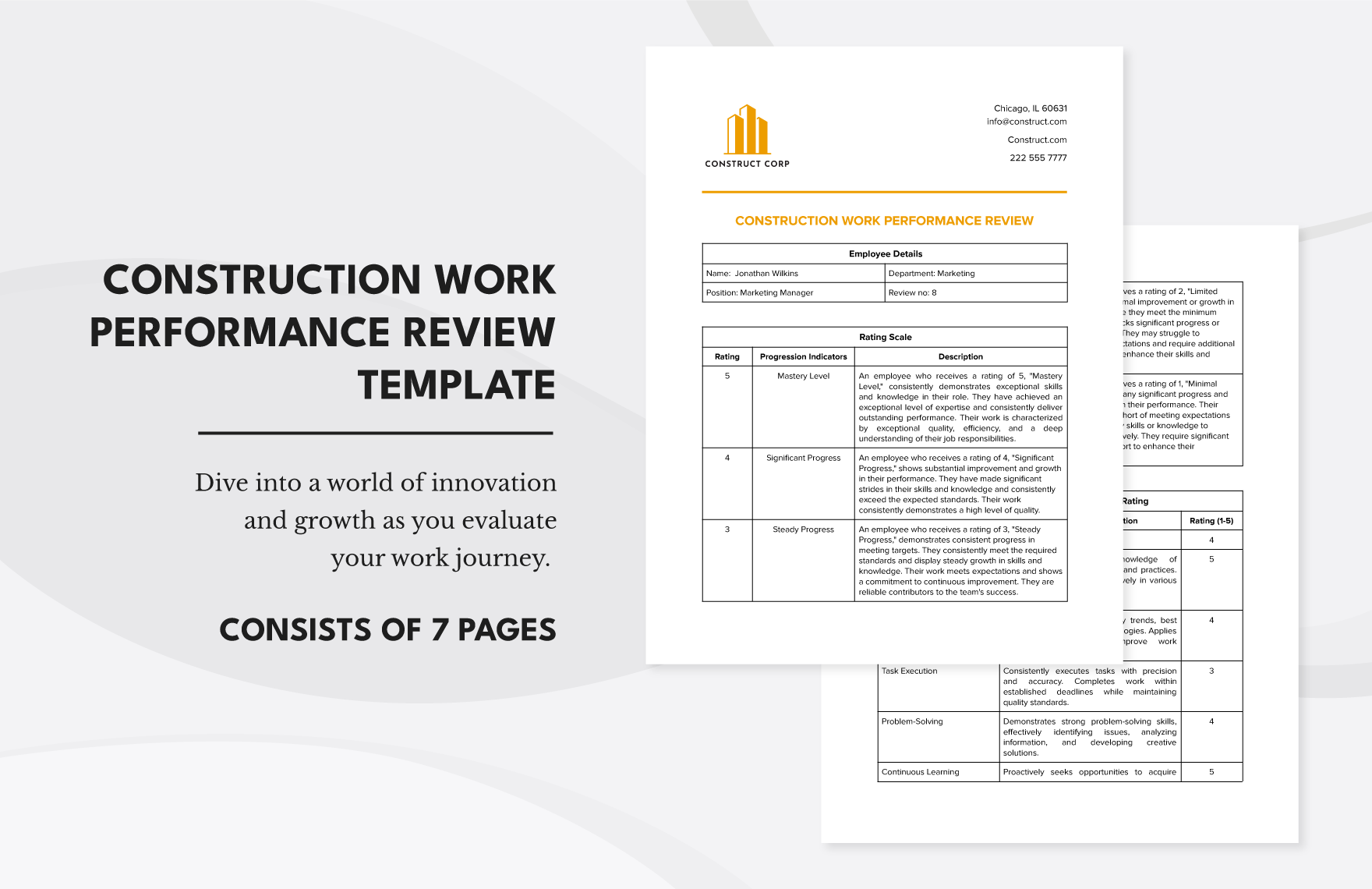 Construction Work Performance Review Template