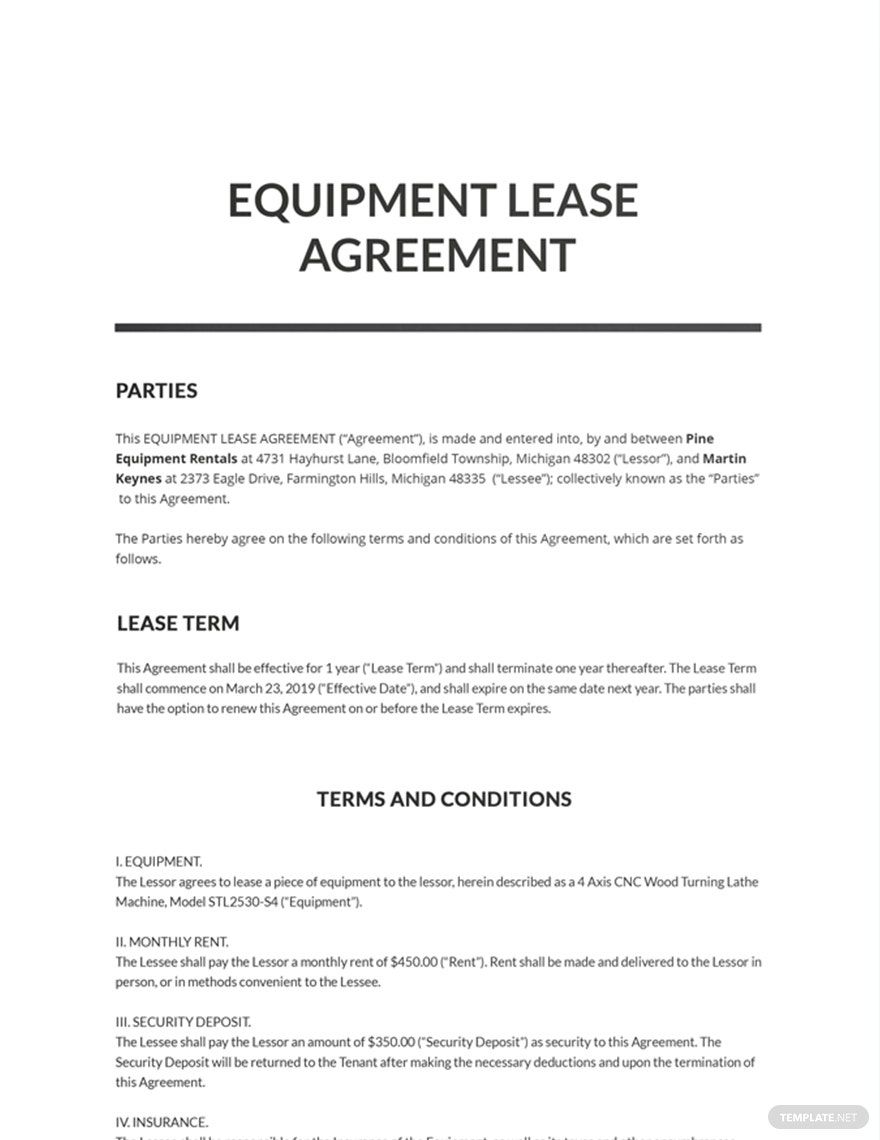 Lease Agreement Template Google Docs