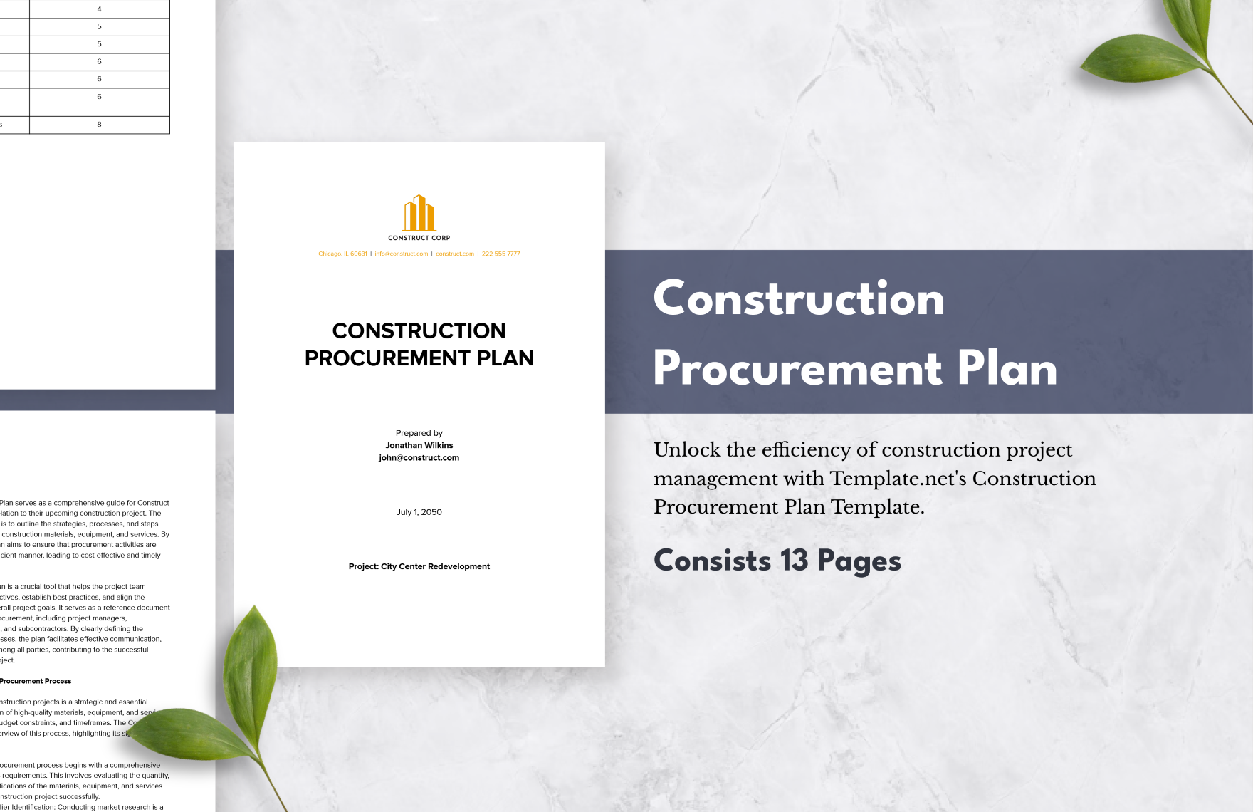 Construction Procurement Plan Template