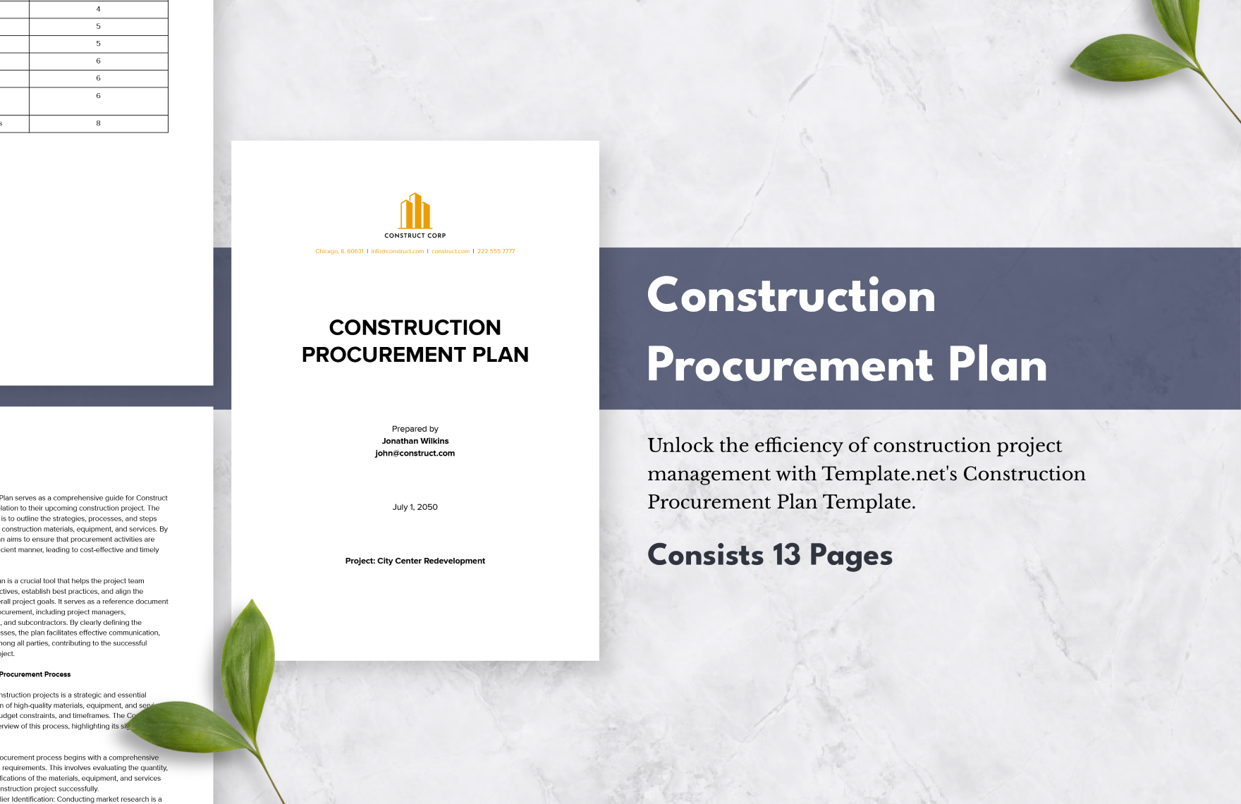 Construction Procurement Plan Template in Word, Google Docs