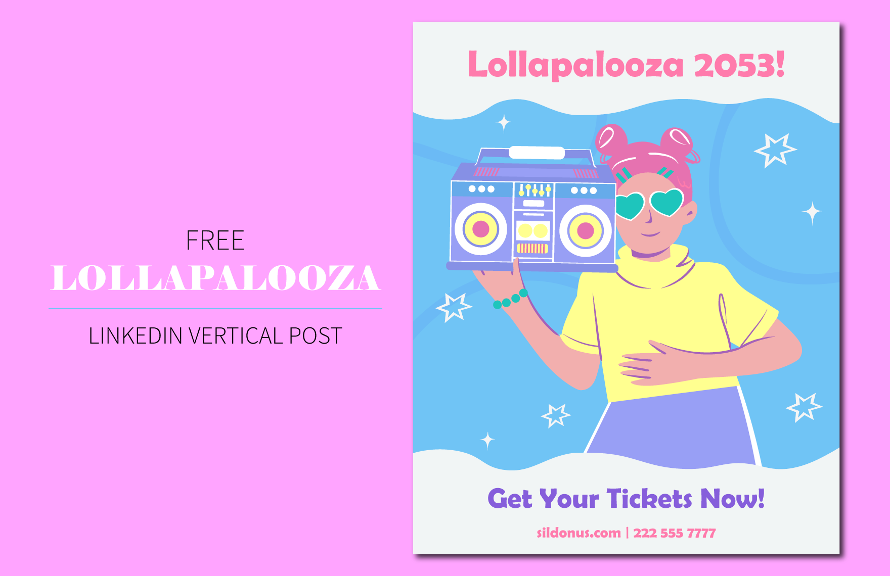 Free Lollapalooza Linkedin Vertical Post in Illustrator, PSD, EPS, SVG, JPG, PNG