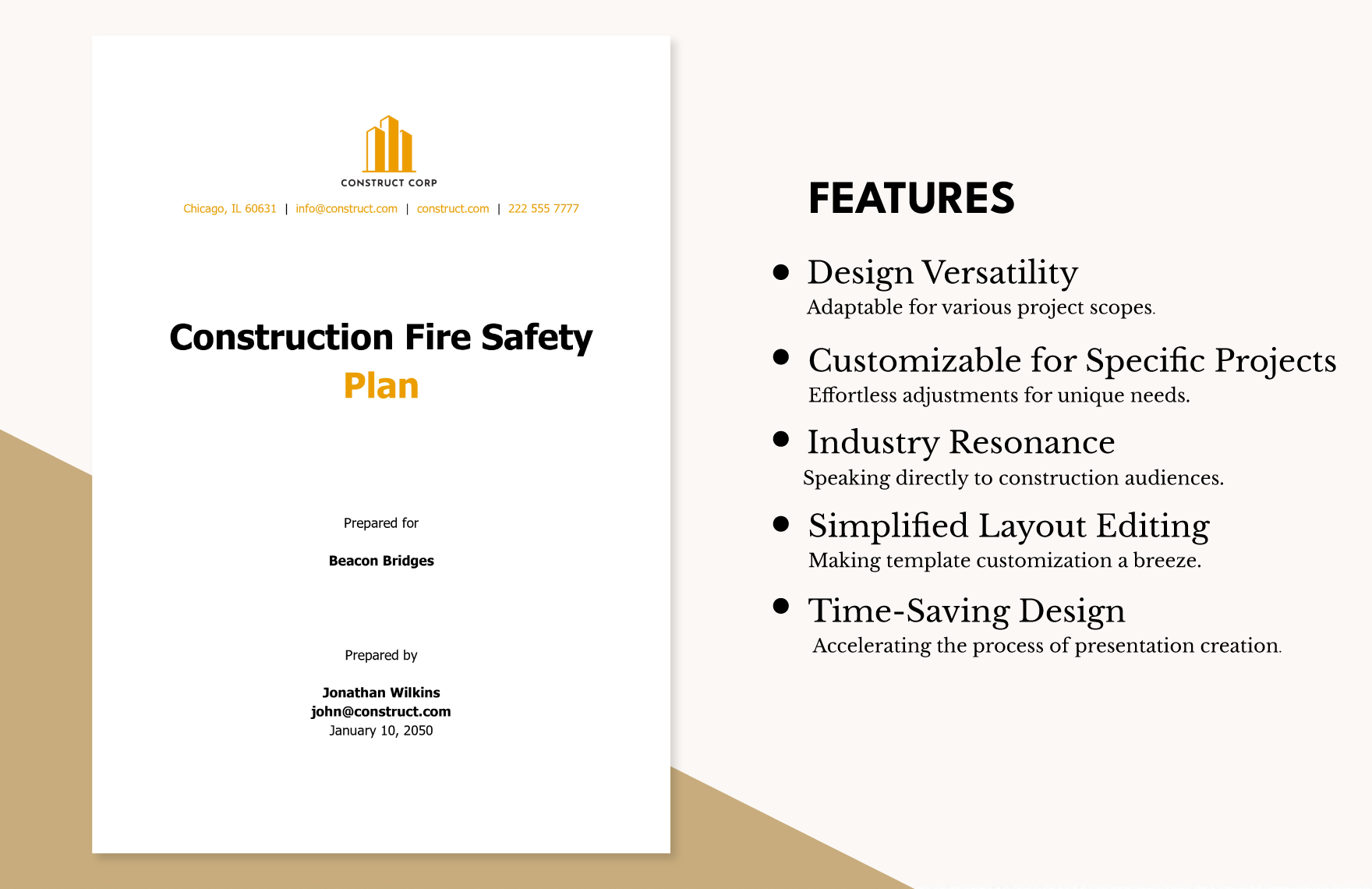 Construction Fire Safety Plan Template