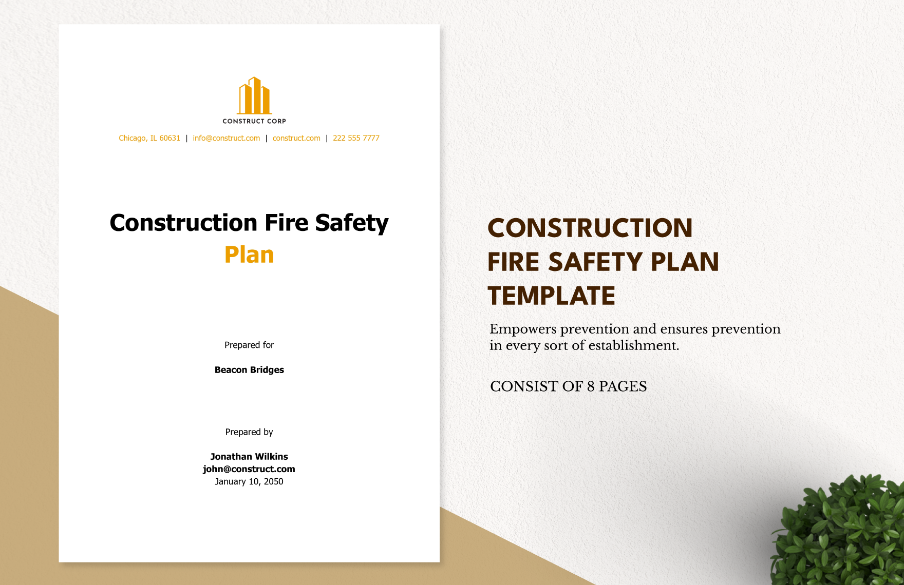 Construction Fire Safety Plan Template in Word, Google Docs