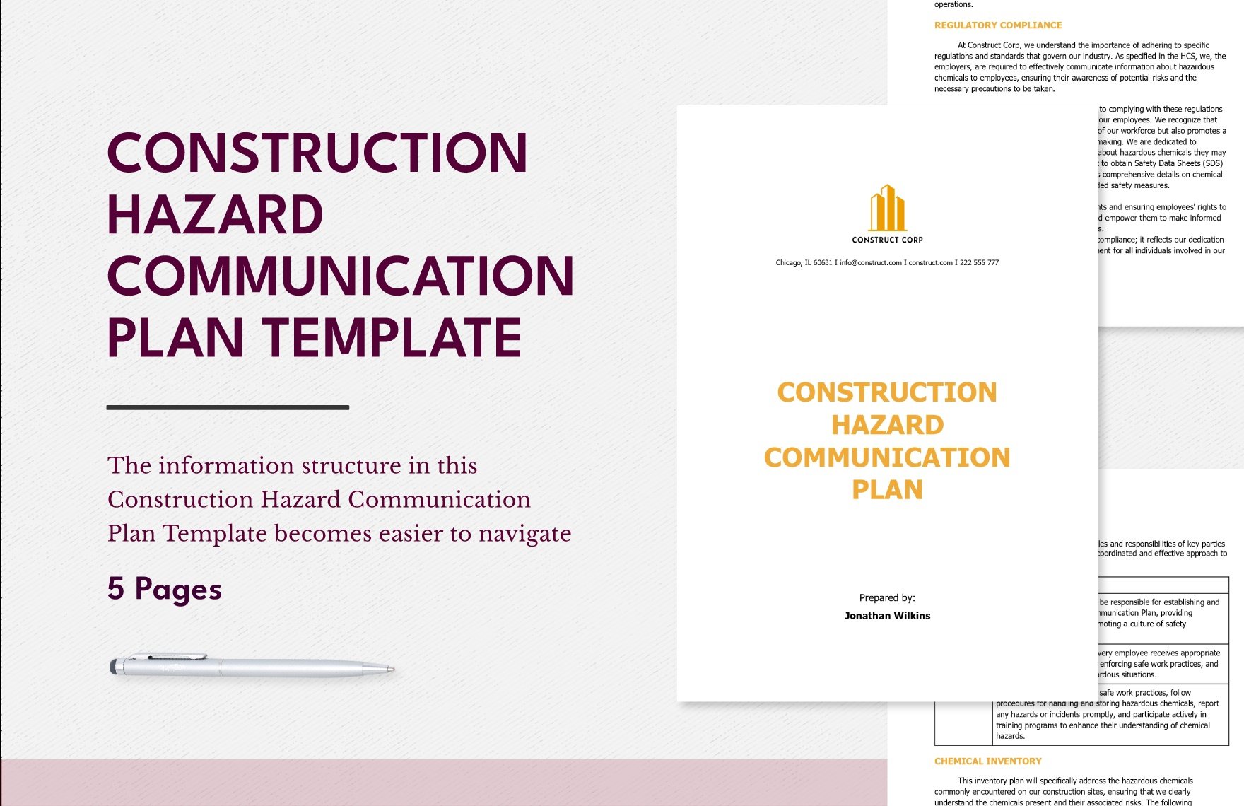 Construction Hazard Communication Plan Template