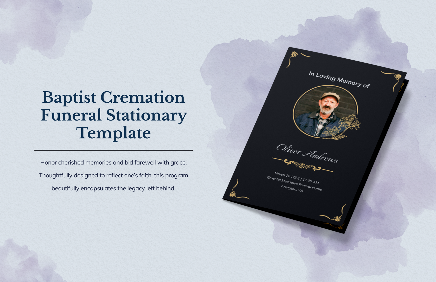 Baptist Cremation Funeral Stationary Template