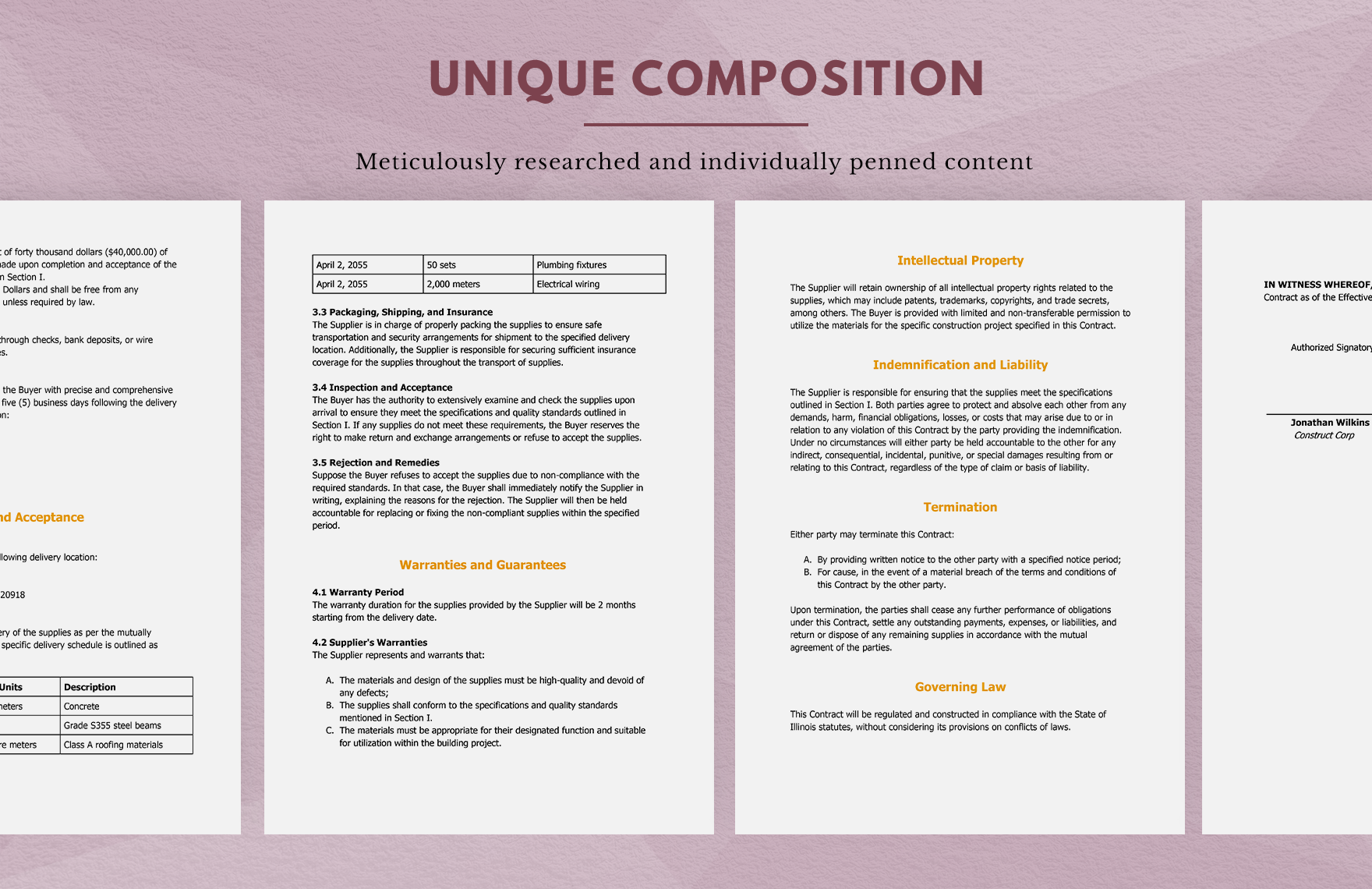Construction Supply Contract Template