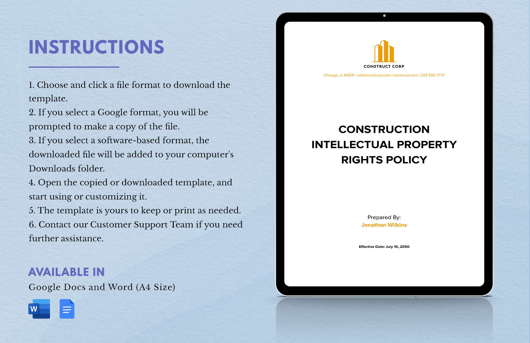 Construction Intellectual Property Rights Policy Template