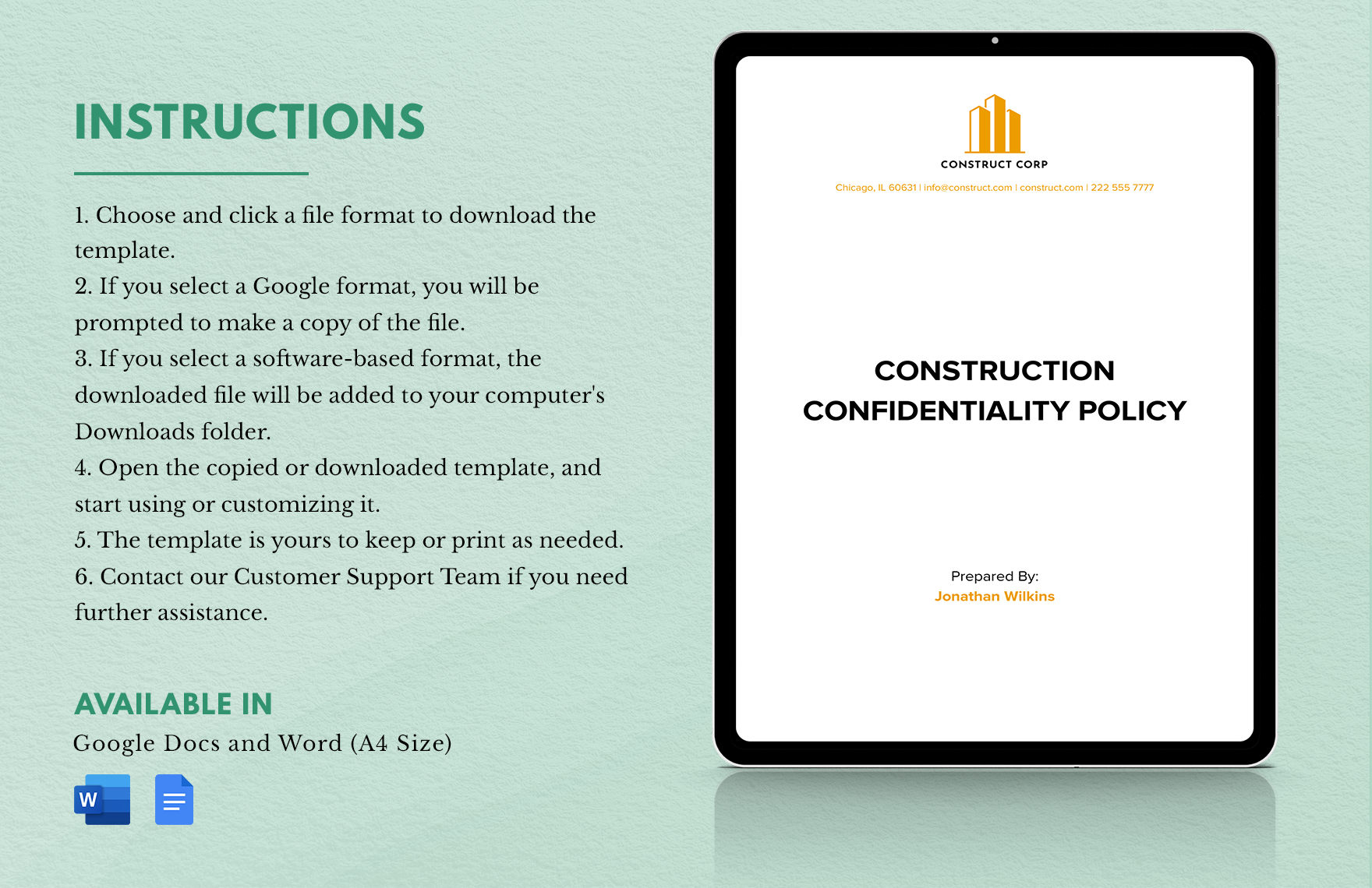 Construction Confidentiality Policy Template