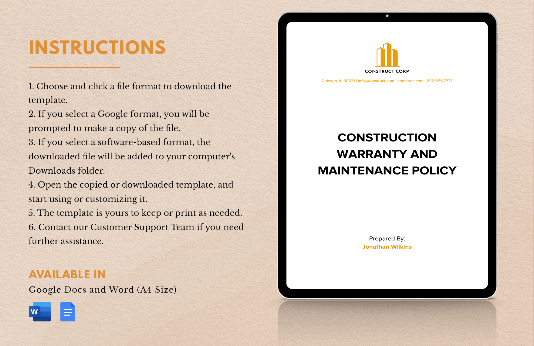 Construction Warranty and Maintenance Policy Template