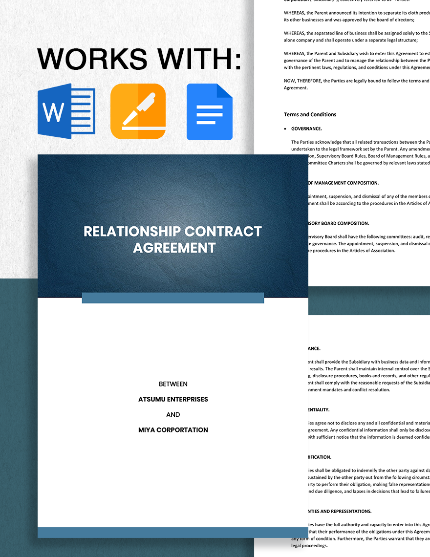 Relationship Contract Agreement Template Google Docs, Word, Apple