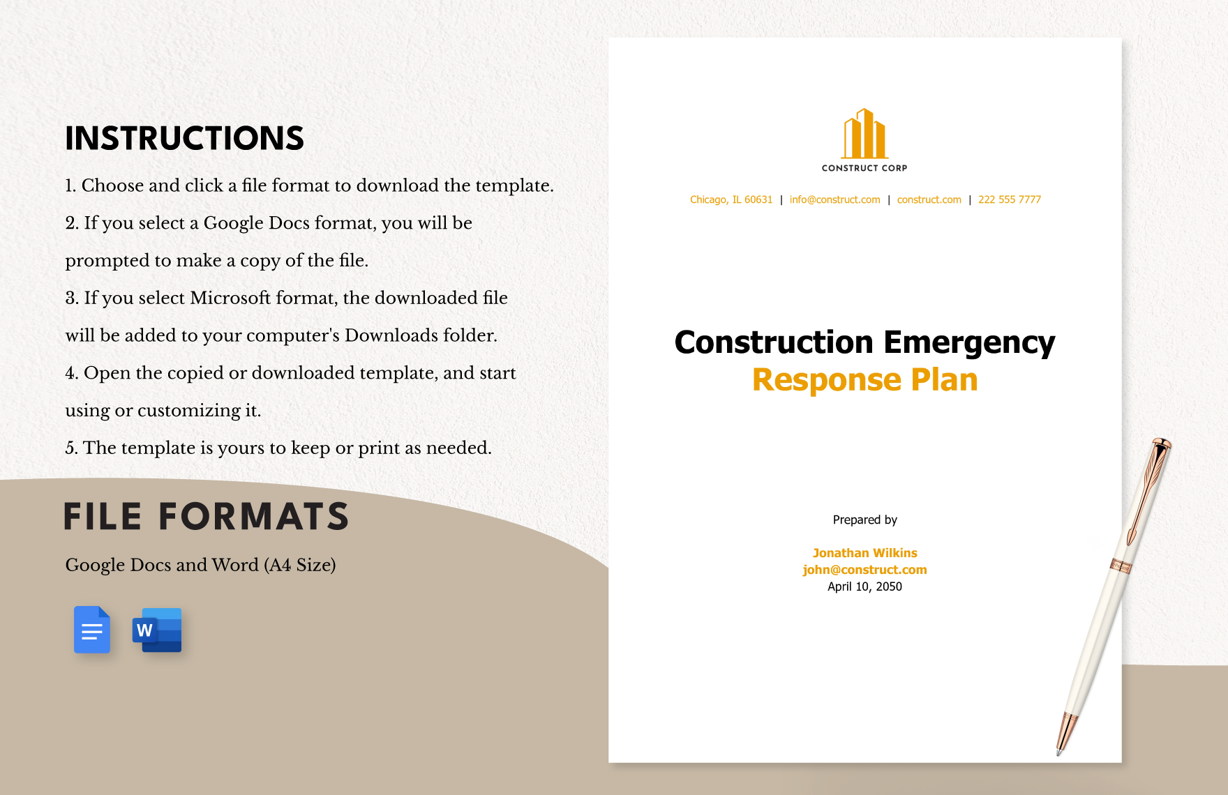 Construction Emergency Response Plan Template