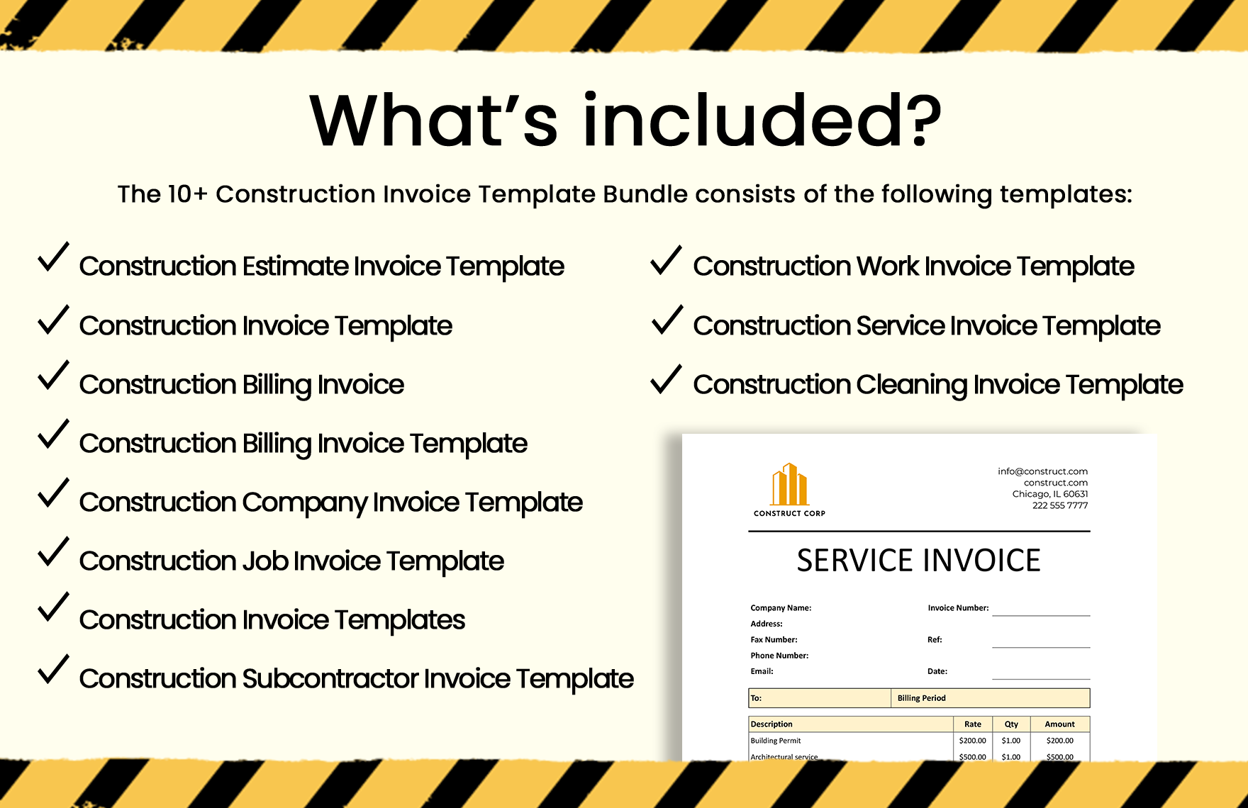  Construction Invoice Template Bundle