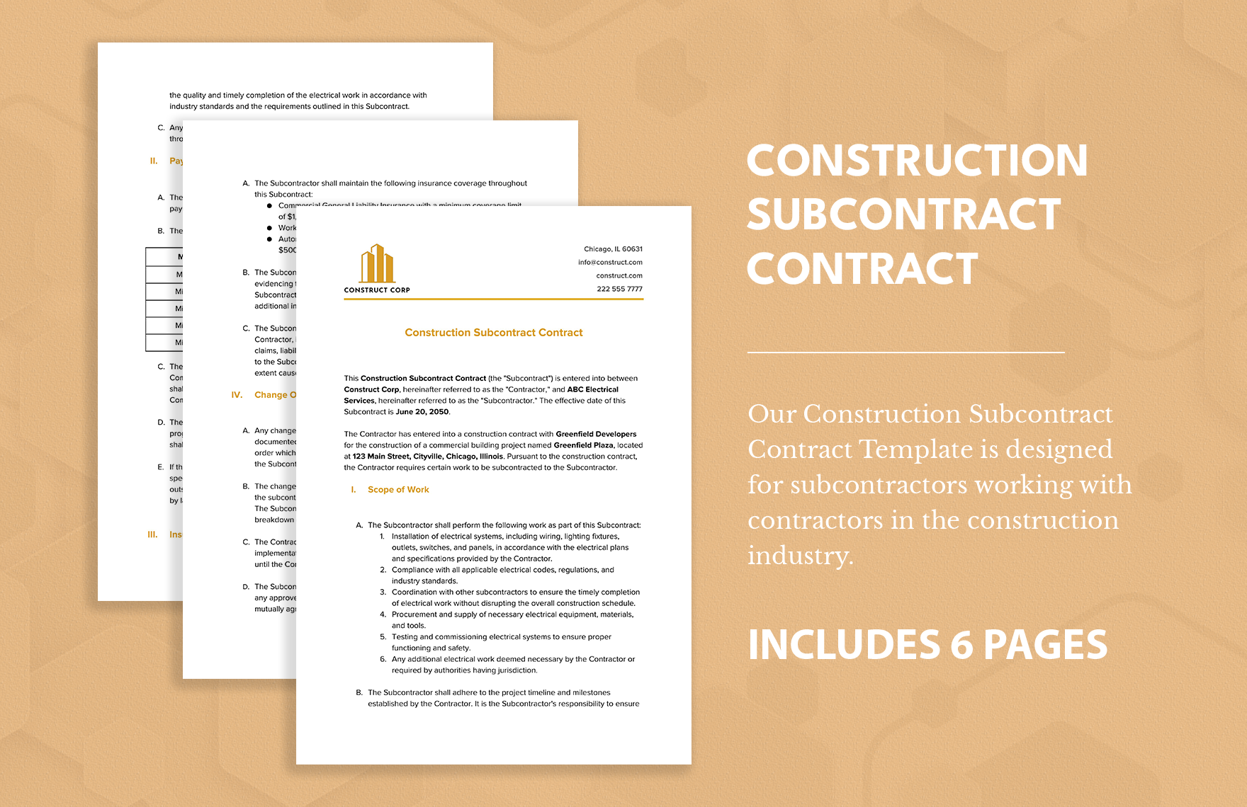 Construction Subcontract Contract