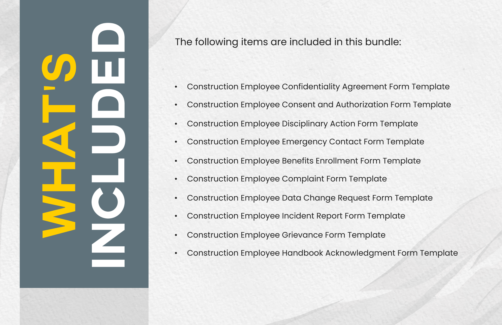10  Construction Employee Form Template Bundle