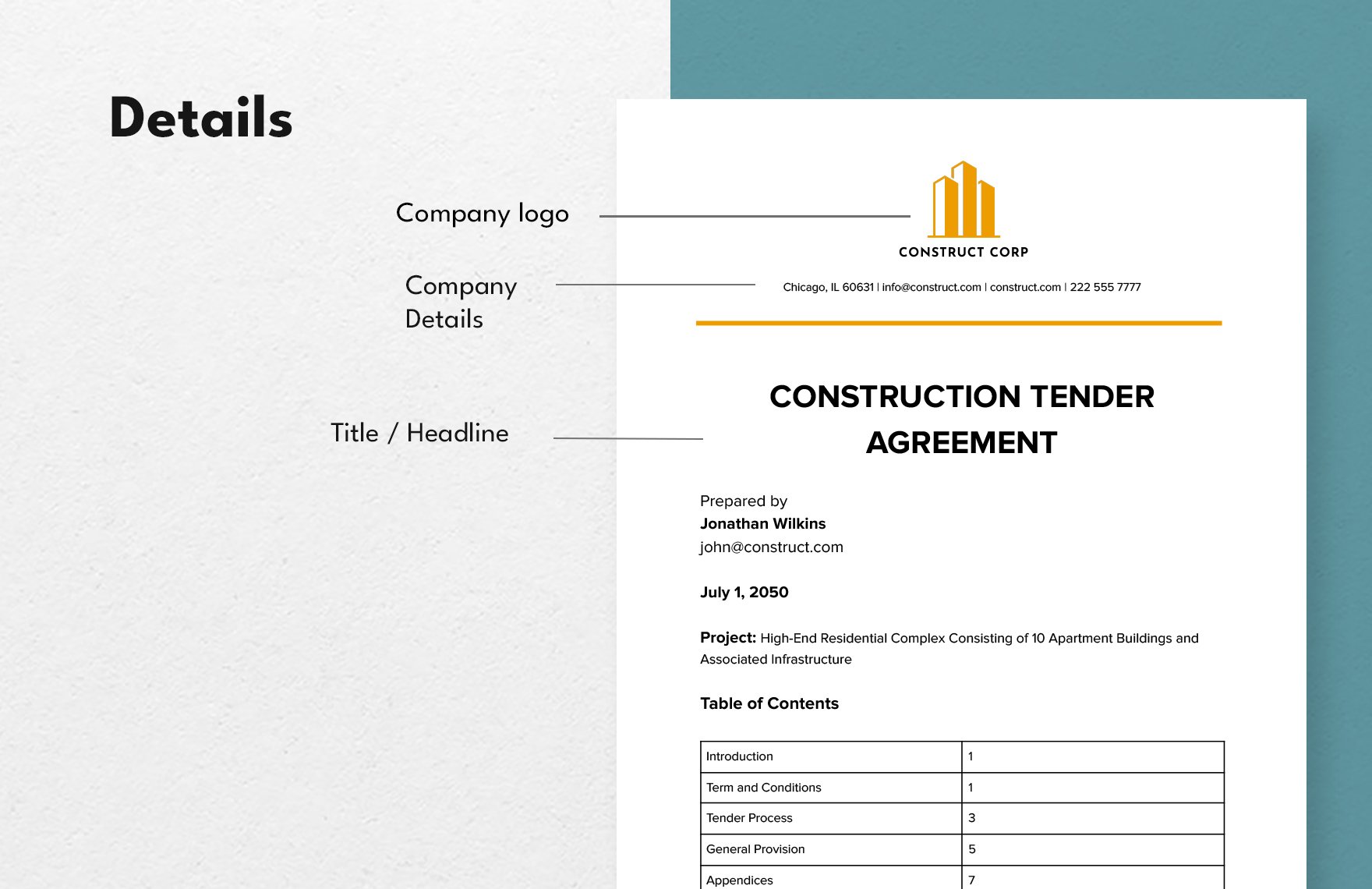 Construction Tender Agreement Template