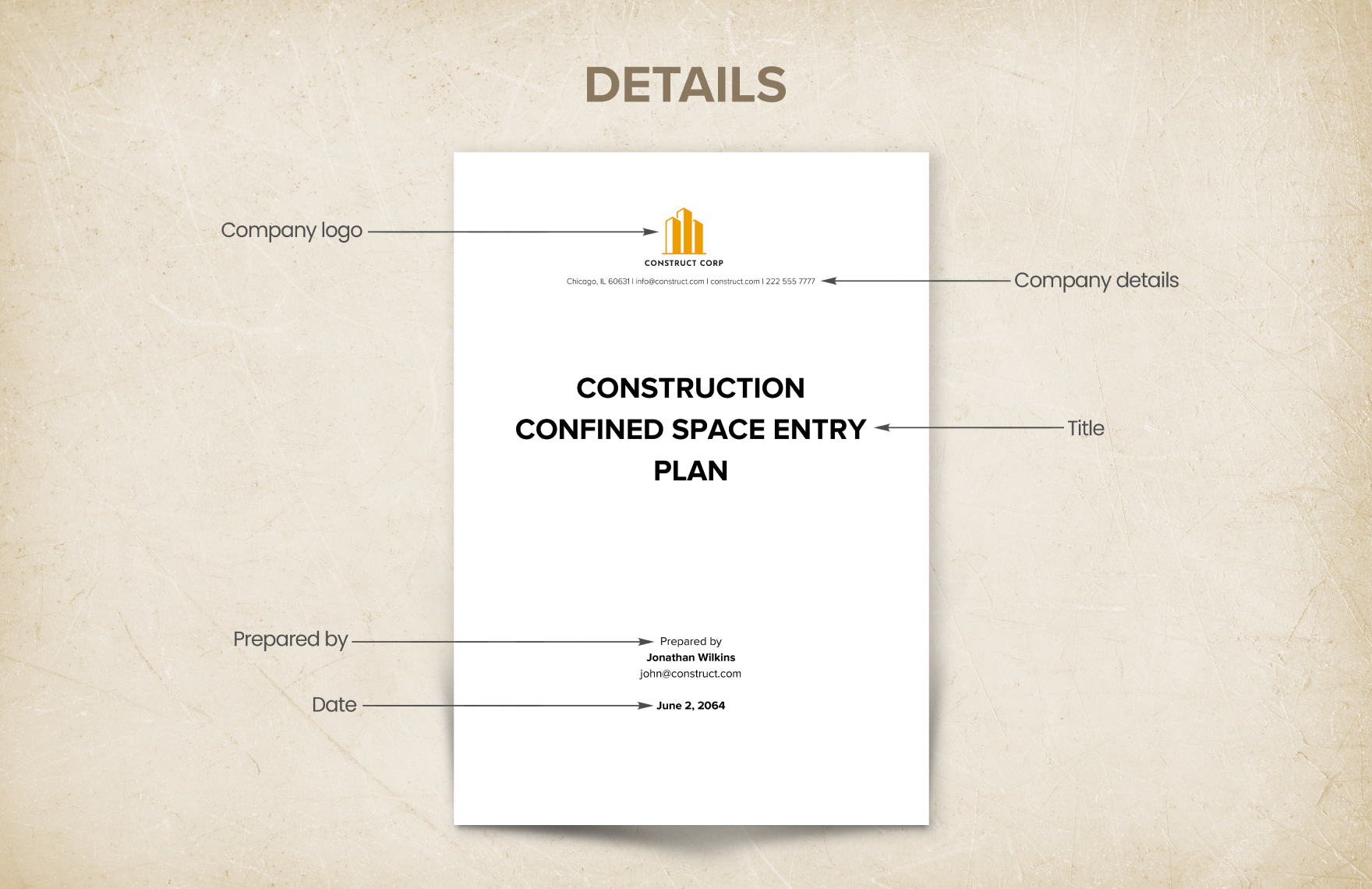 Construction Confined Space Entry Plan Template