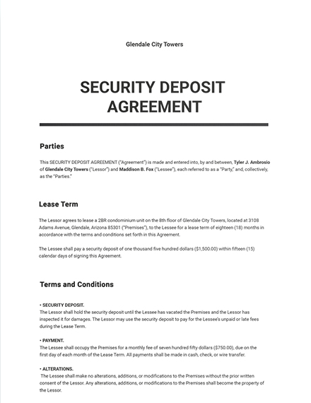 10+ FREE Deposit Agreement Templates [Edit & Download] | Template.net