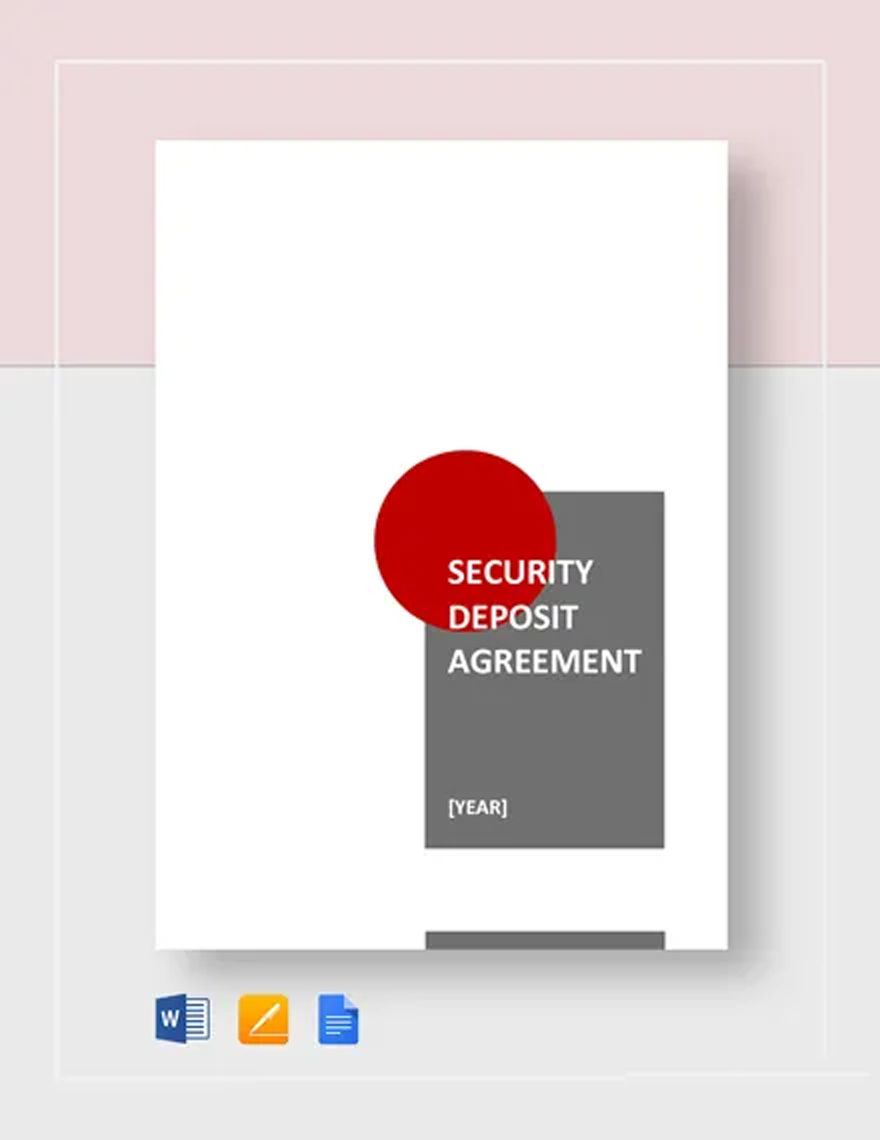 Security Deposit Agreement Template in Pages Word Google Docs