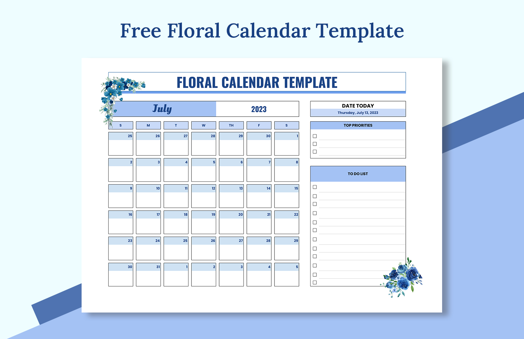 Floral Calendar Template