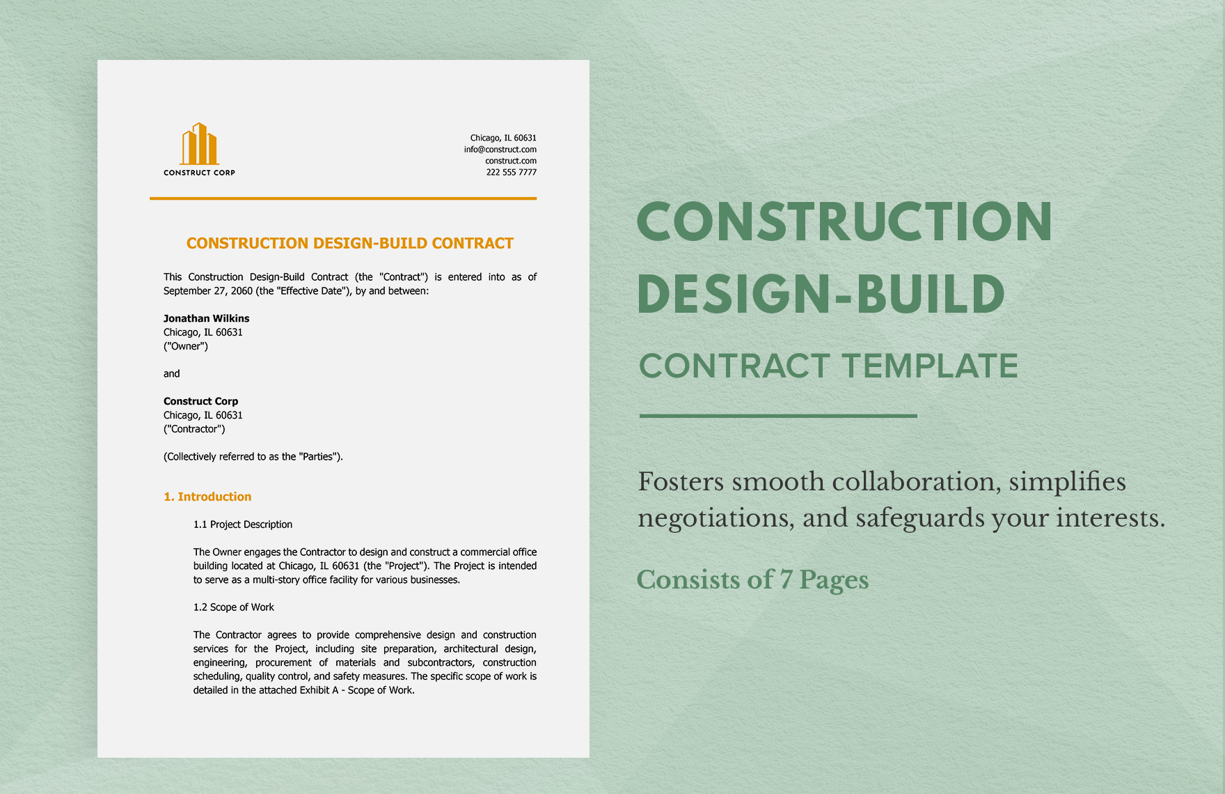 Construction Design-Build Contract Template