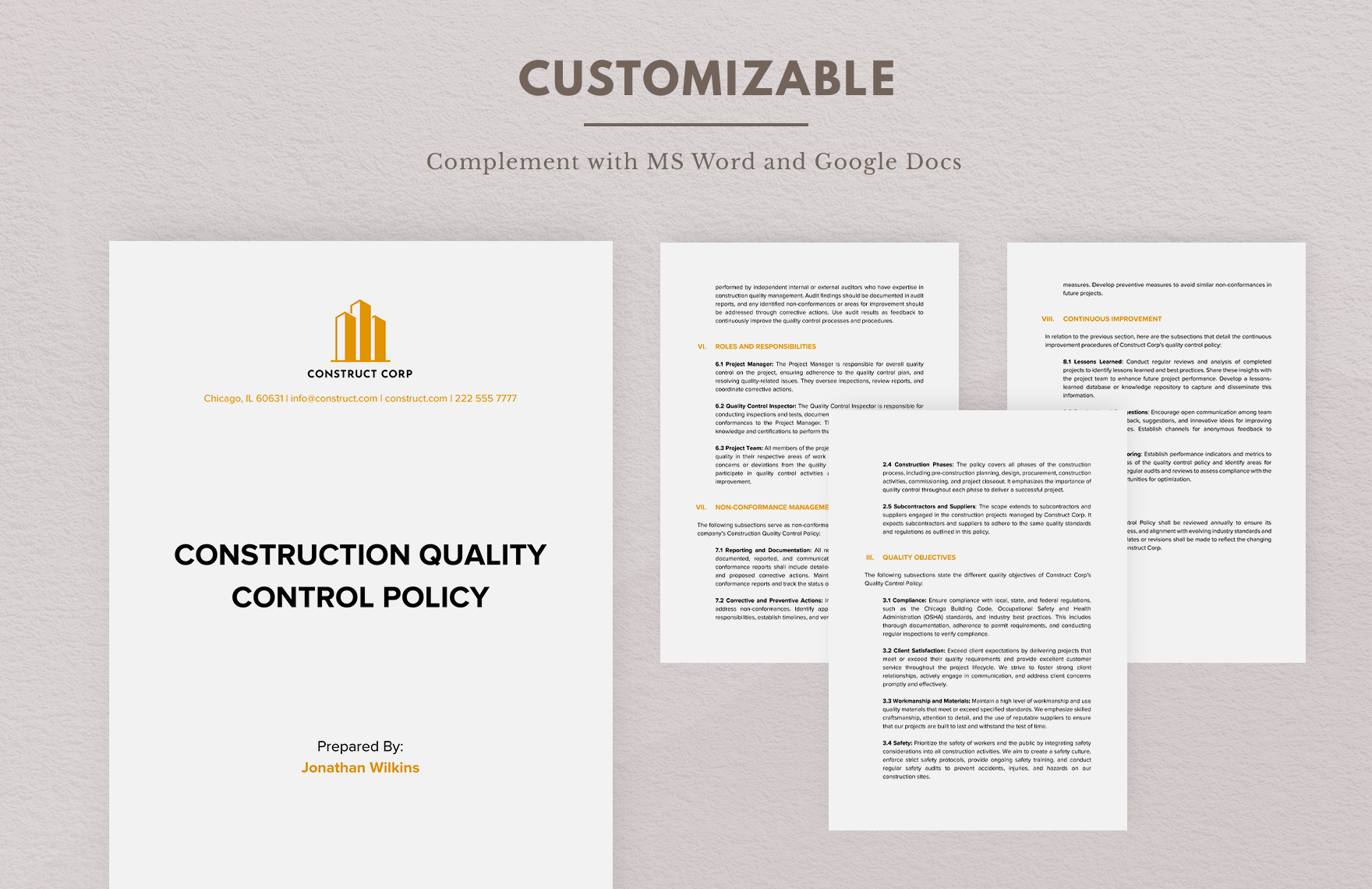 Construction Quality Control Policy Template