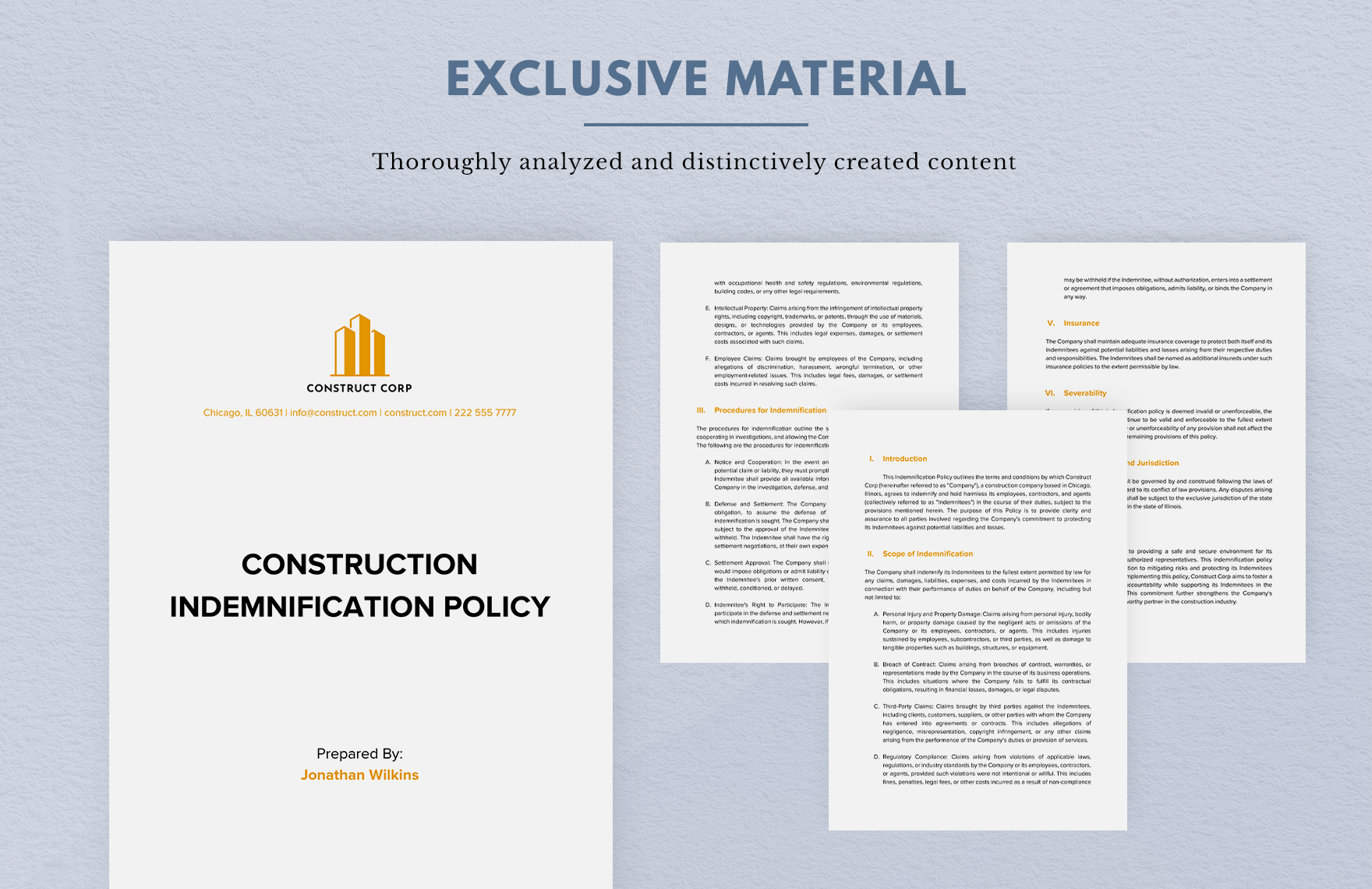 Construction Indemnification Policy Template