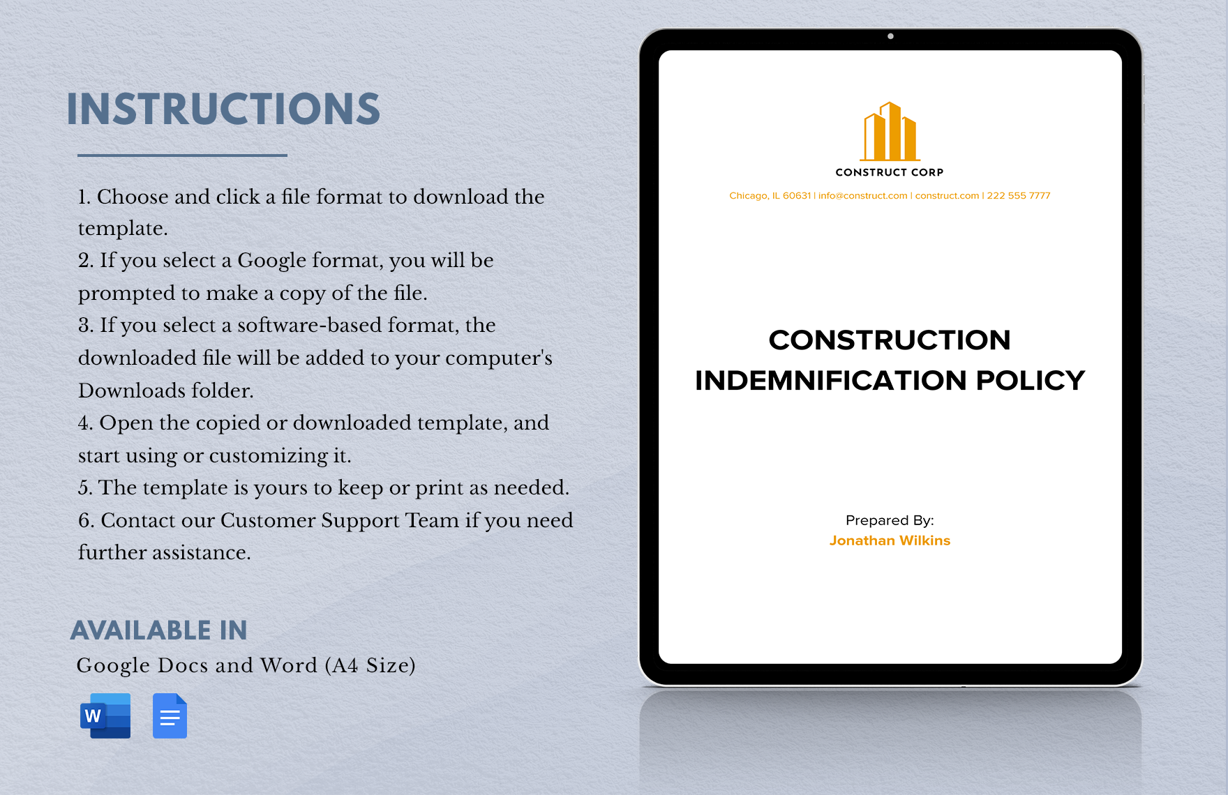 Construction Indemnification Policy Template