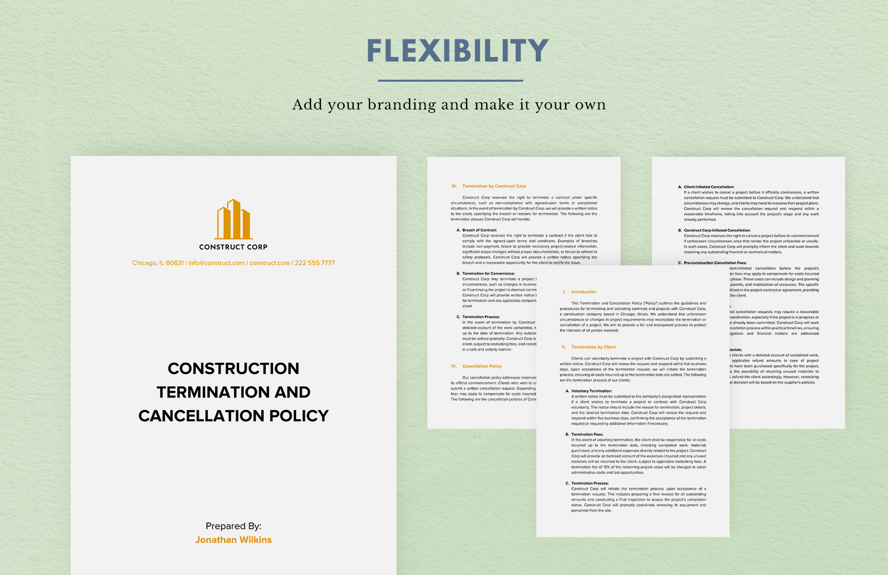 Construction Termination and Cancellation Policy Template